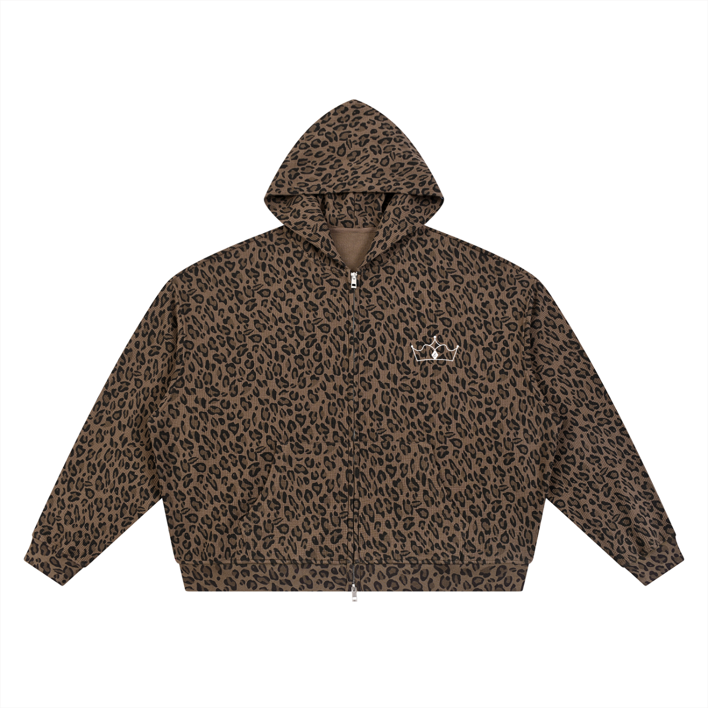 ELITE New | Unisex Leopard Print Waffle Full Zip Hoodie