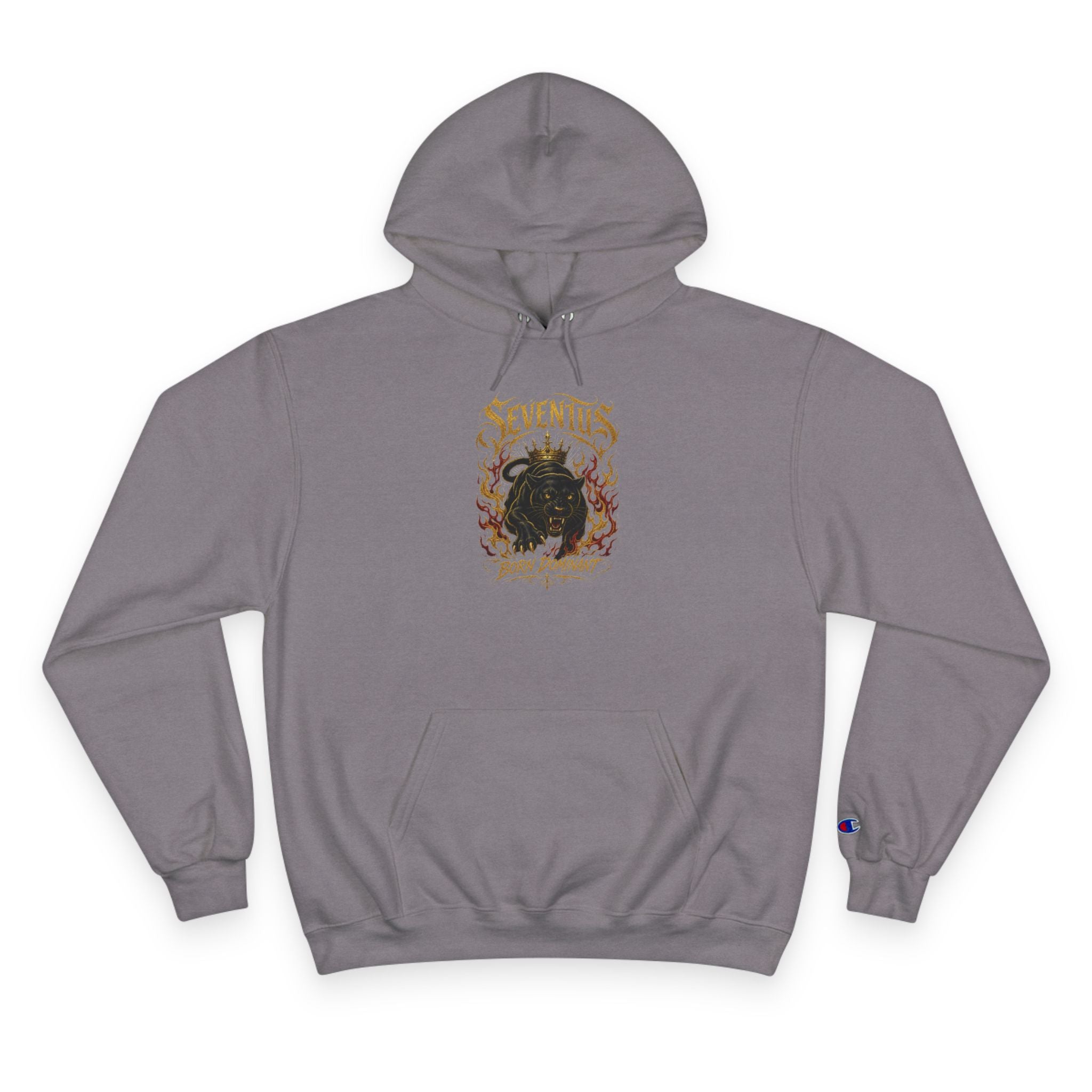 Sudadera con capucha Champion — Sudadera con gráfico de llamas vintage 'Seventus'