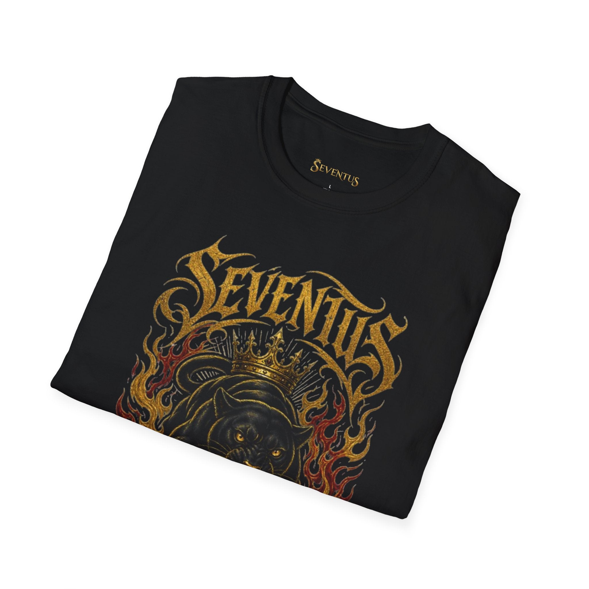 Camiseta Gráfica de Pantera en Llamas "Born Dominant" Seventus - Multicolor