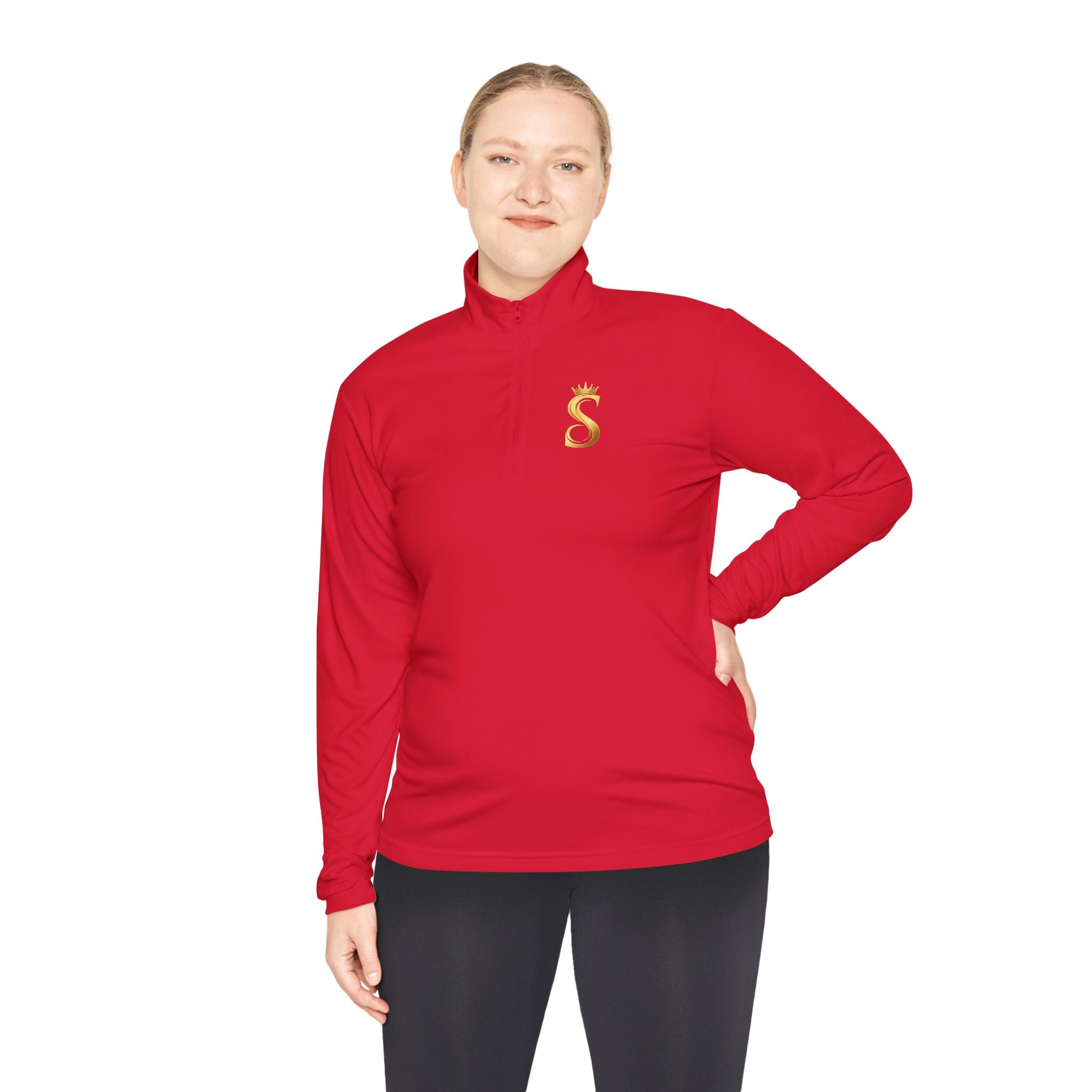 Sudadera con Cuello de Cremallera hasta el Pecho — Estampado Dorado de Corona 'Raised King'