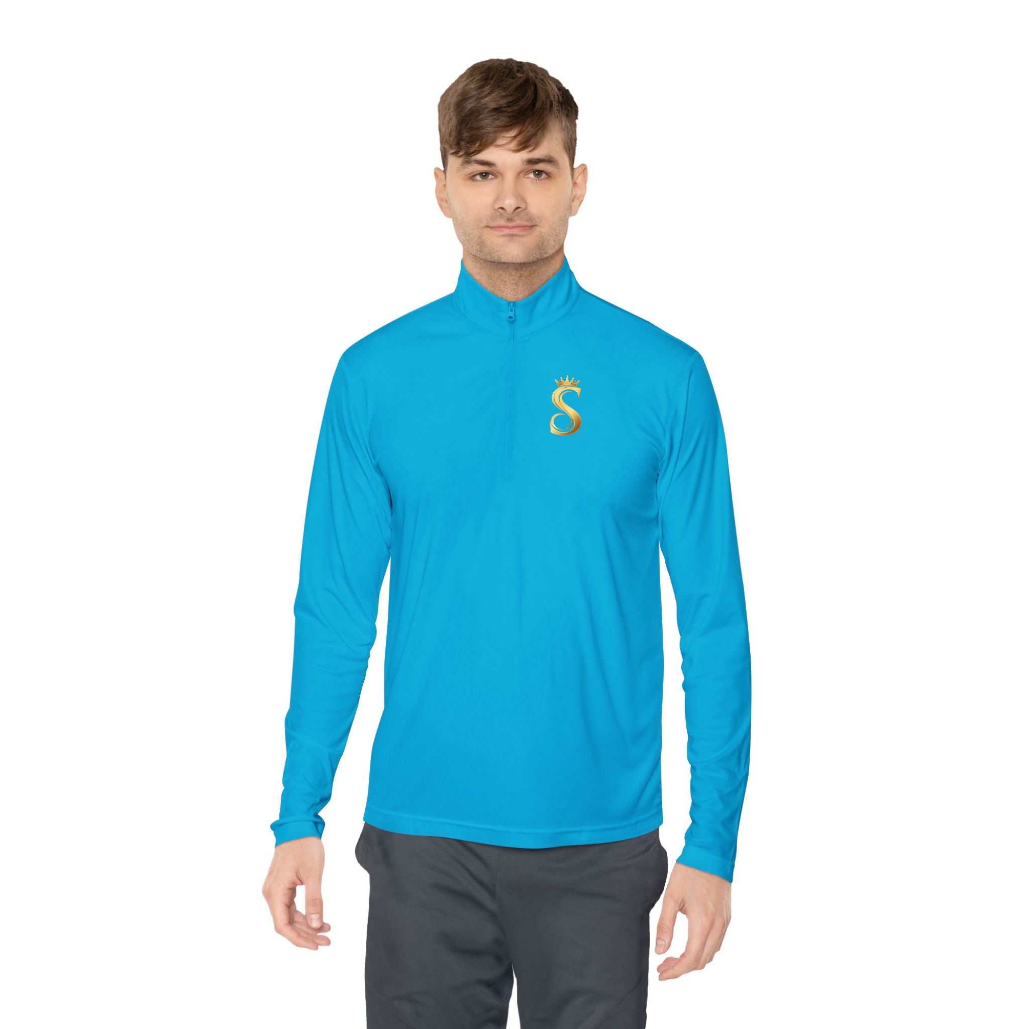 Quarter-Zip Pullover — Gold 'Raised King' Crown Graphic