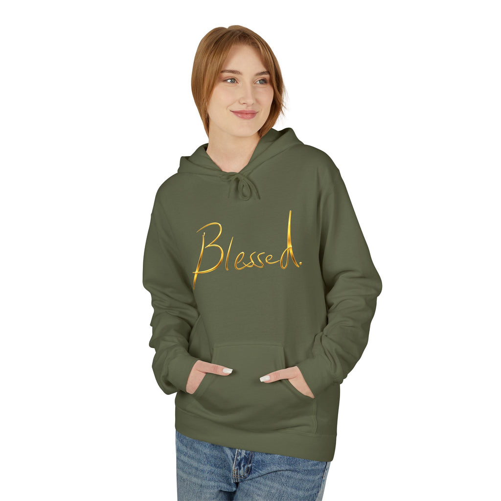 Blessed Hoodie — Minimal Gold Calligraphy Pullover (Personalized Name Option)
