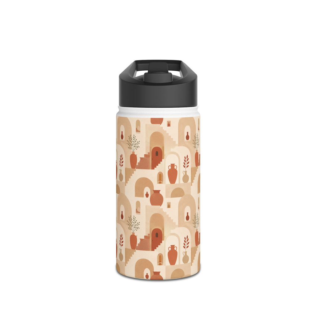 Insulated Water Bottle — Earth Tone Abstract Arch Pattern