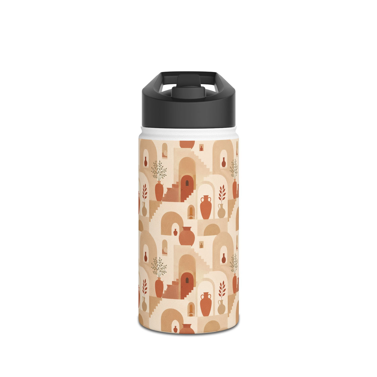 Insulated Water Bottle — Earth Tone Abstract Arch Pattern
