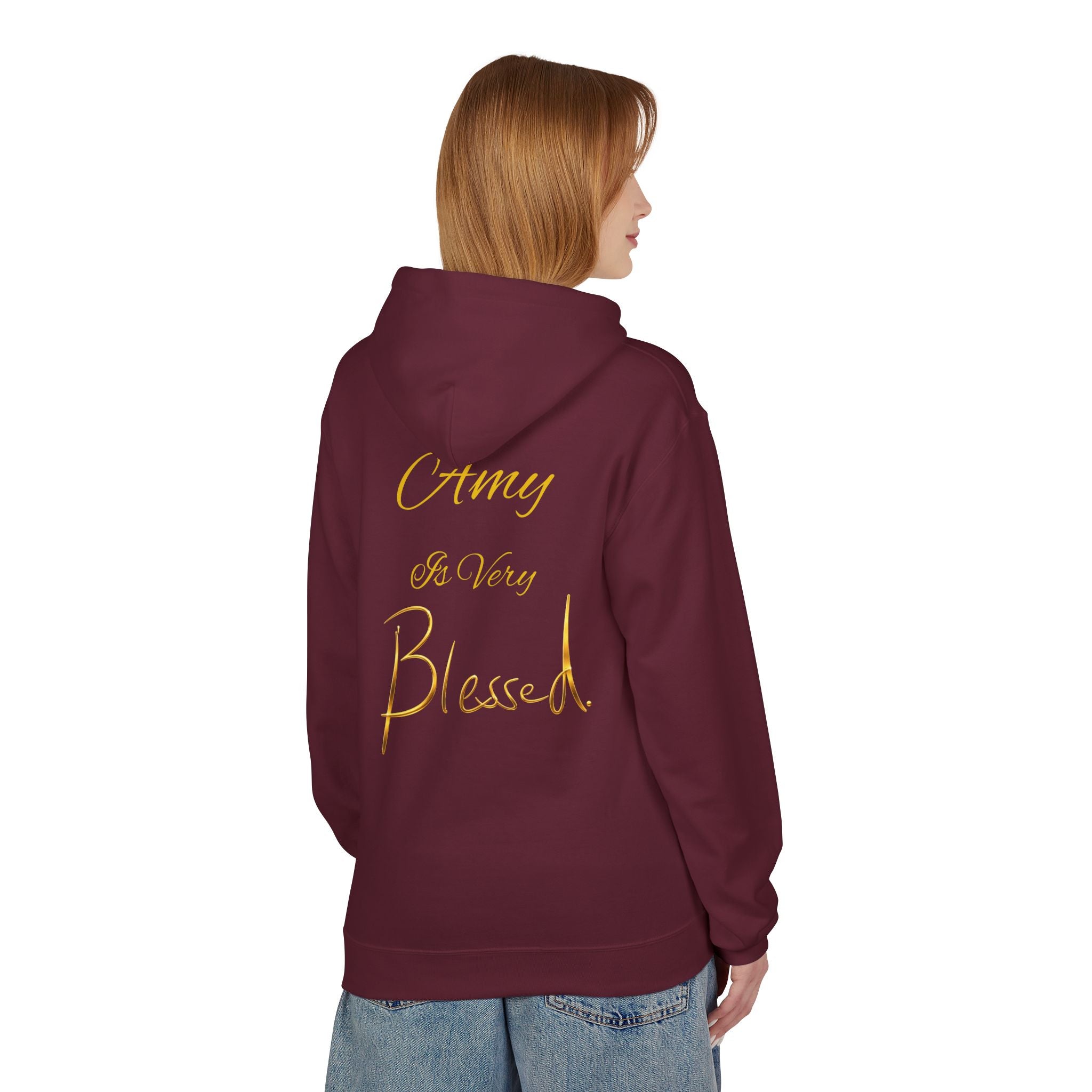 Blessed Hoodie — Minimal Gold Calligraphy Pullover (Personalized Name Option)