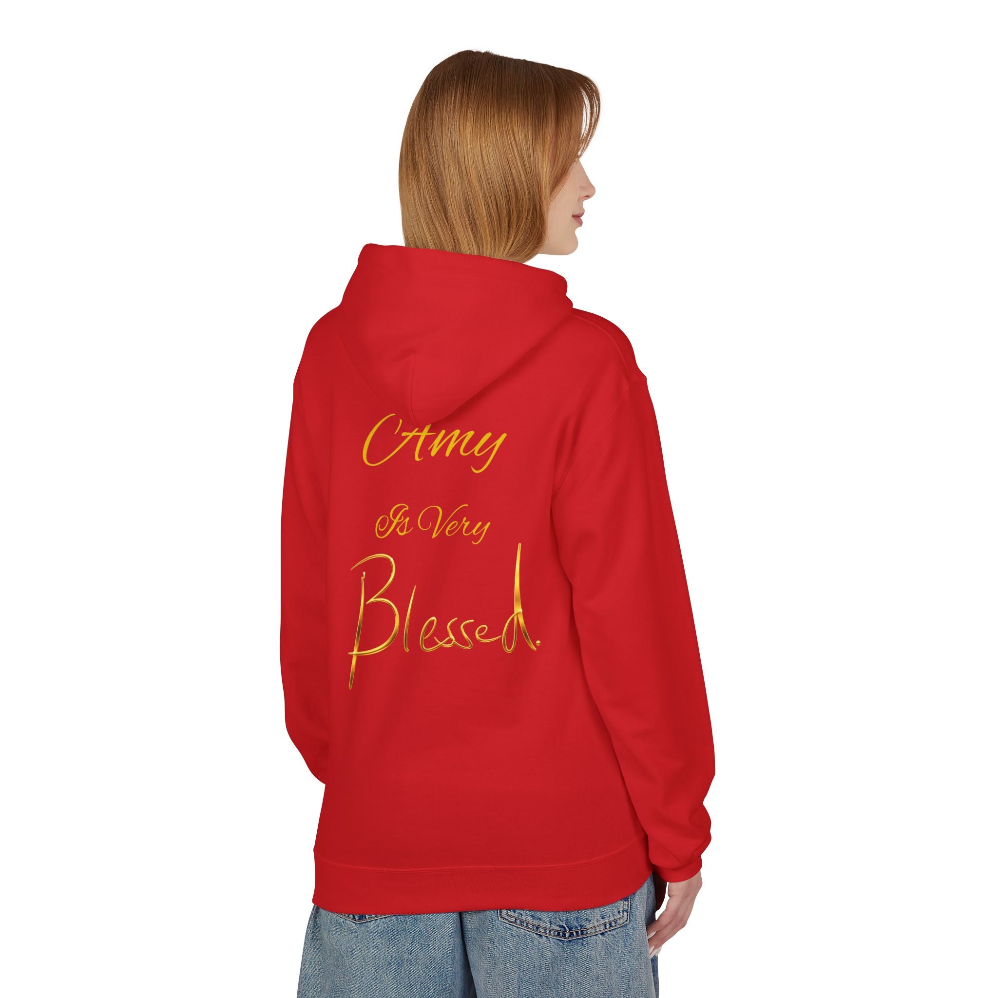 Blessed Hoodie — Minimal Gold Calligraphy Pullover (Personalized Name Option)