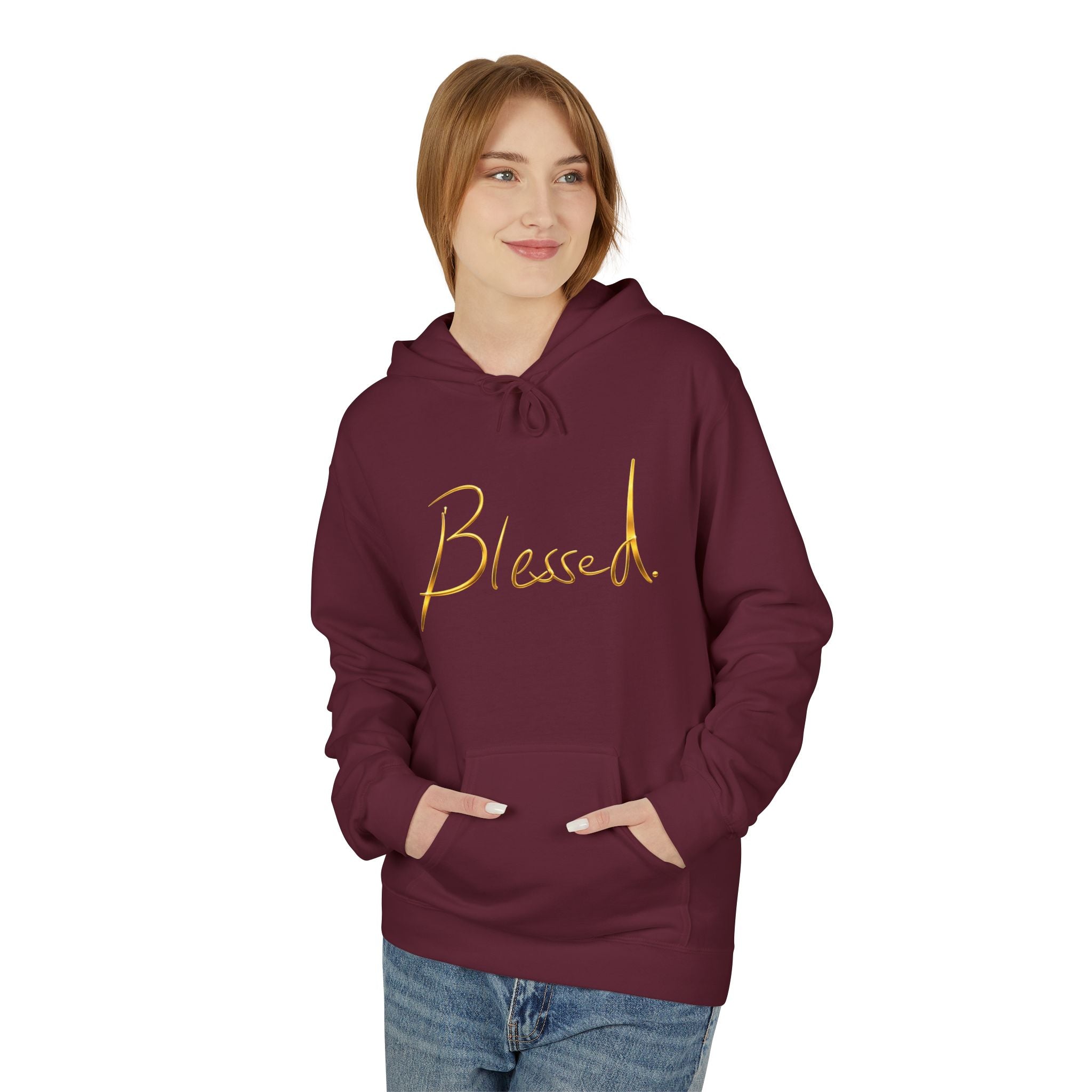 Blessed Hoodie — Minimal Gold Calligraphy Pullover (Personalized Name Option)