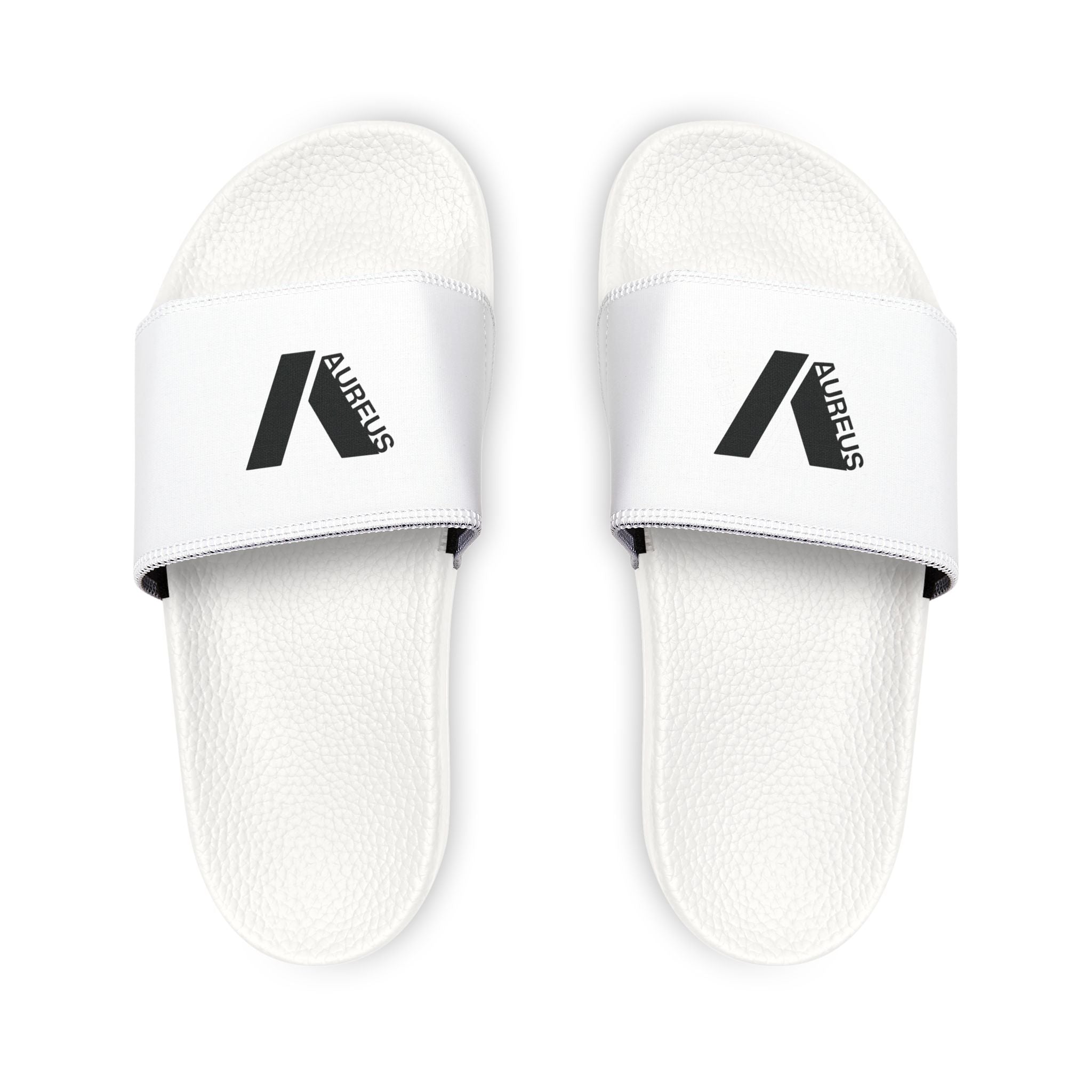 AUREUS | Men's Removable-Strap Slide Sandals, White/Black with Large Logo