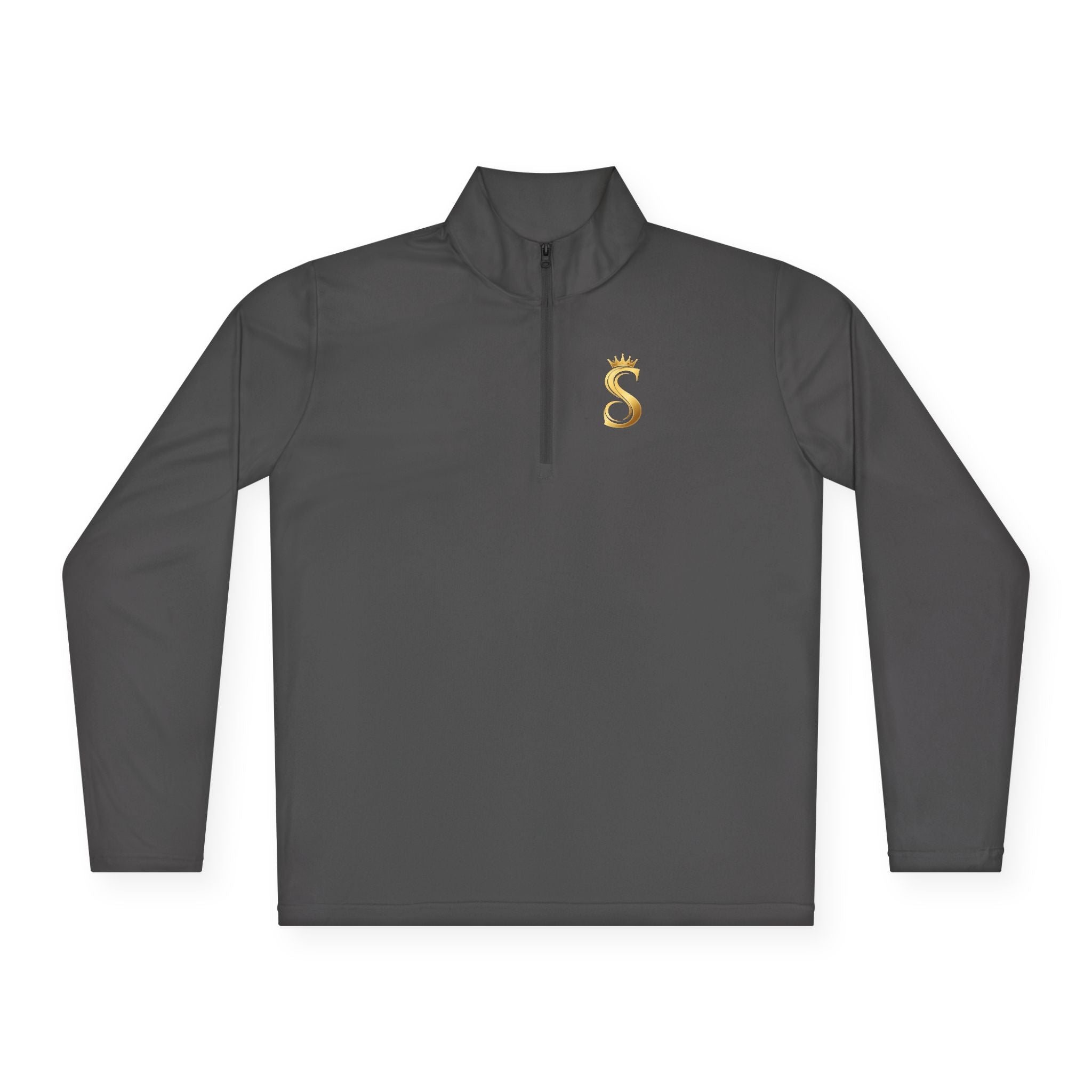 Sudadera con Cuello de Cremallera hasta el Pecho — Estampado Dorado de Corona 'Raised King'