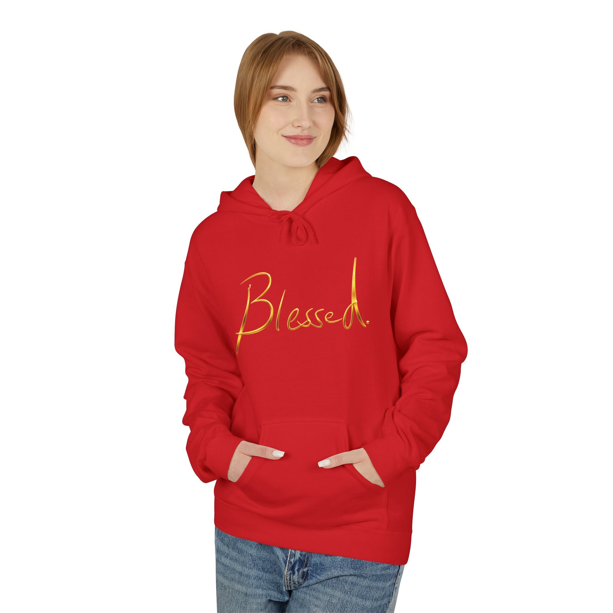 Blessed Hoodie — Minimal Gold Calligraphy Pullover