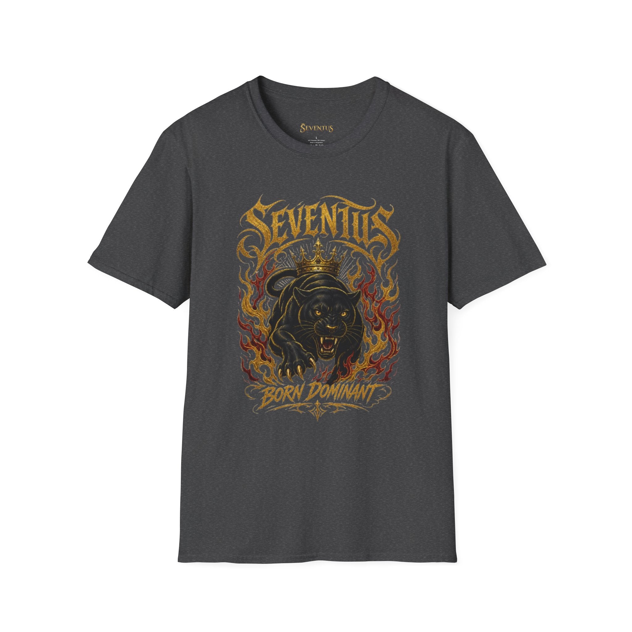 Camiseta Gráfica de Pantera en Llamas "Born Dominant" Seventus - Multicolor
