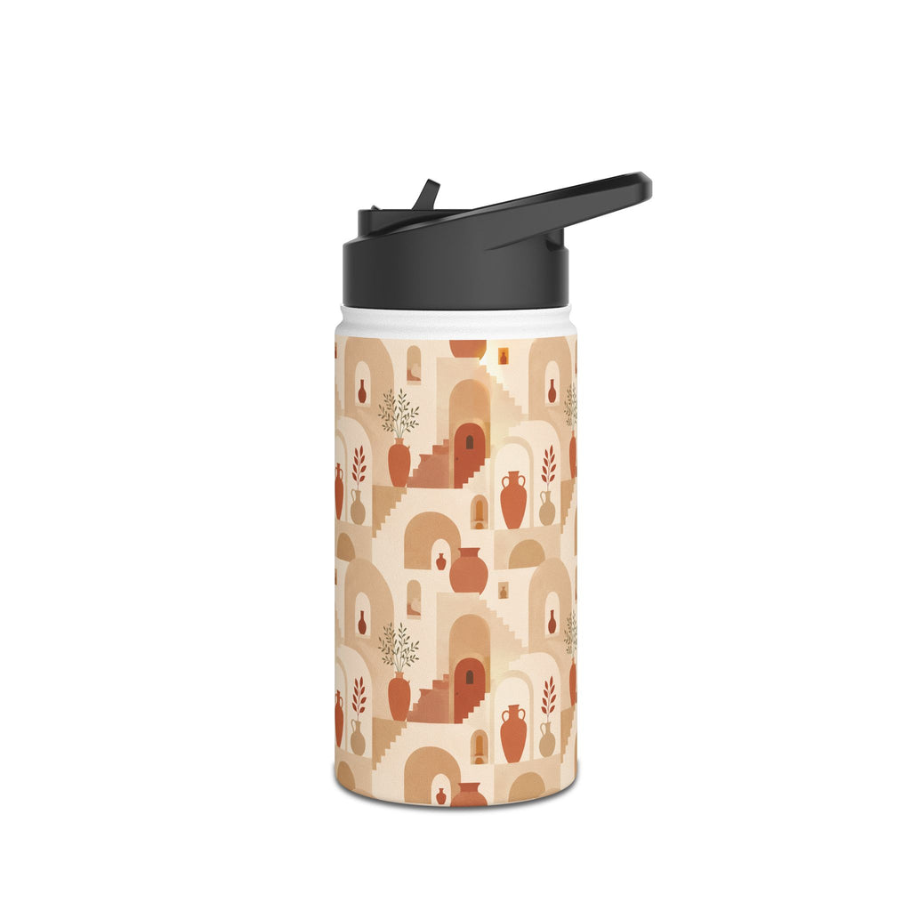 Insulated Water Bottle — Earth Tone Abstract Arch Pattern