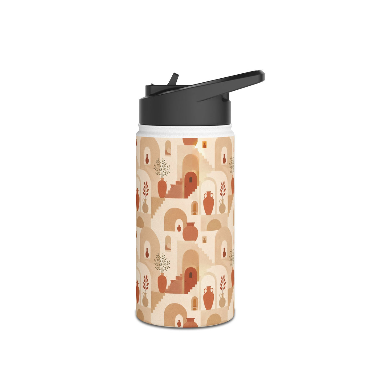 Insulated Water Bottle — Earth Tone Abstract Arch Pattern