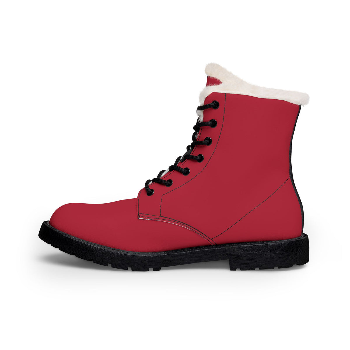 Women's Red Fur-Lined Winter Leather Boots