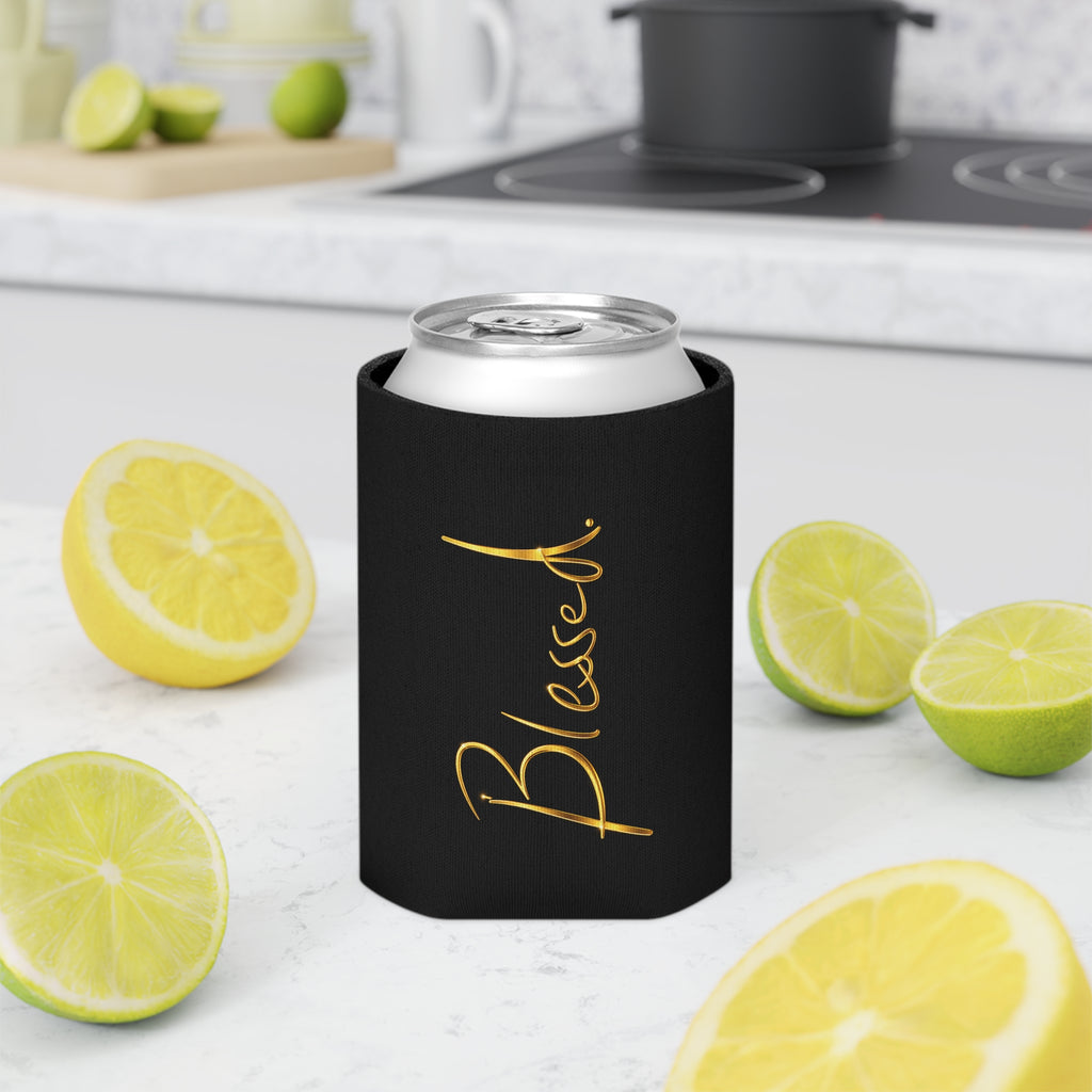 Blessed Can Cooler – Gold Script Insulated Soda & Beer Koozie