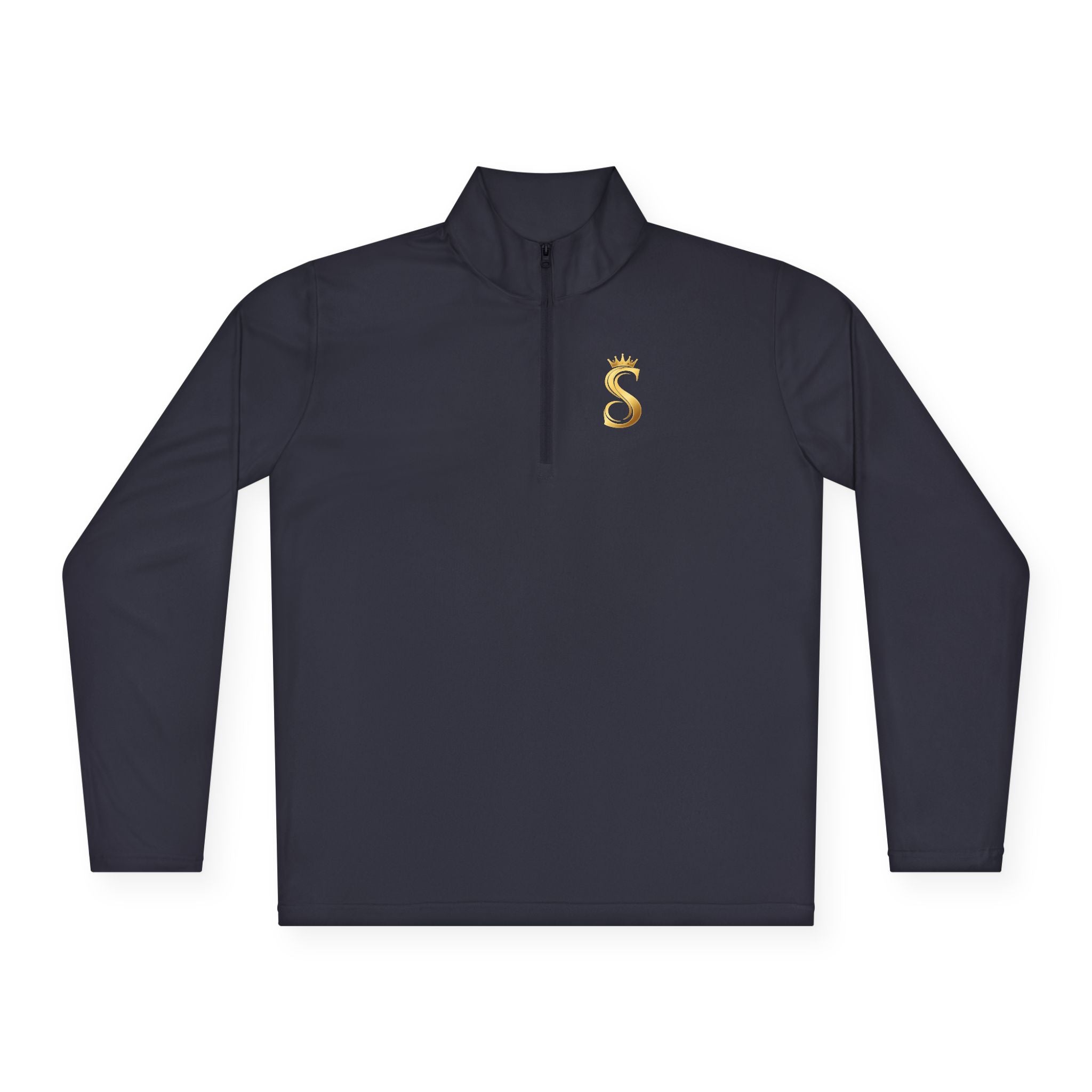 Sudadera con Cuello de Cremallera hasta el Pecho — Estampado Dorado de Corona 'Raised King'