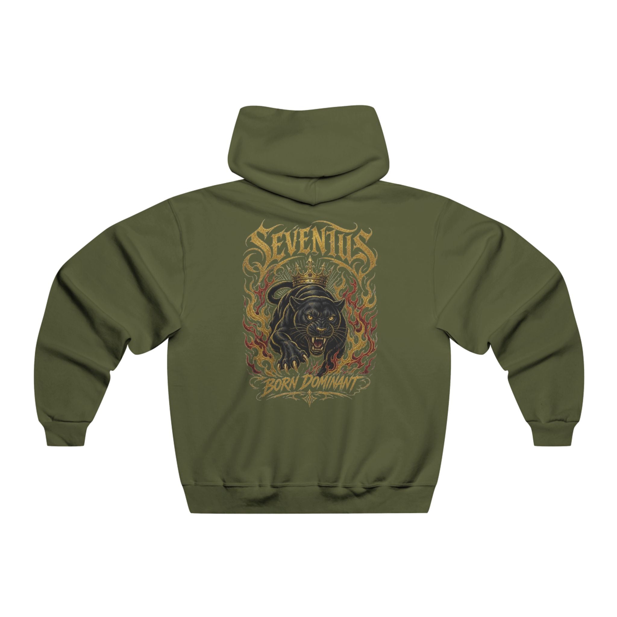 Sudadera con Capucha Gráfica Seventus — Estampado Trasero de Pantera en Llamas