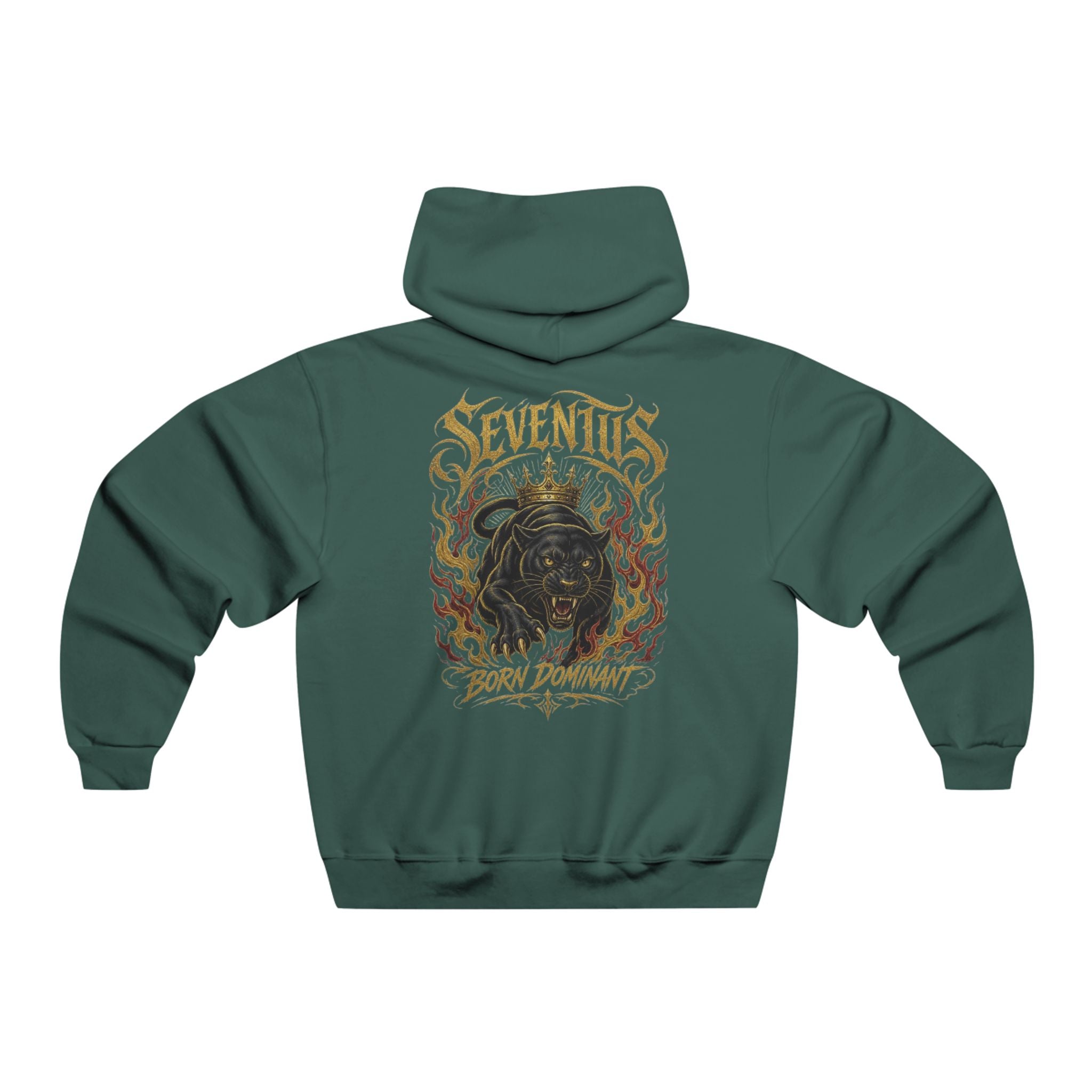 Sudadera con Capucha Gráfica Seventus — Estampado Trasero de Pantera en Llamas