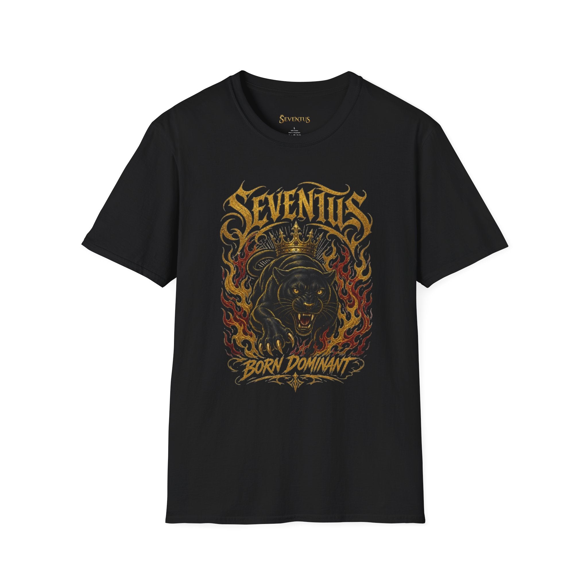 Camiseta Gráfica de Pantera en Llamas "Born Dominant" Seventus - Multicolor