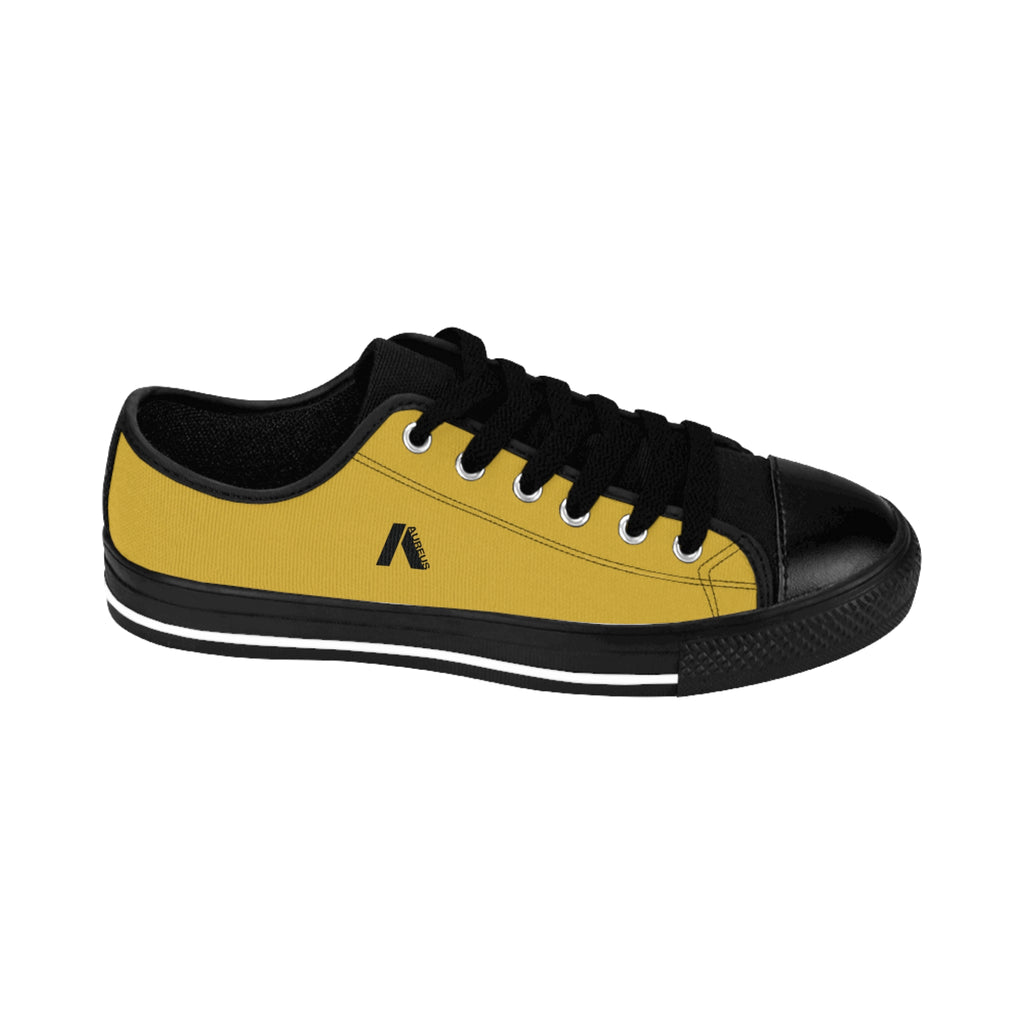 Men's Yellow Low-Top Sneakers — Classic Canvas Casual Shoes