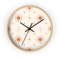 Boho Sun Pattern Wall Clock — Neutral Terracotta Sunburst Home Decor