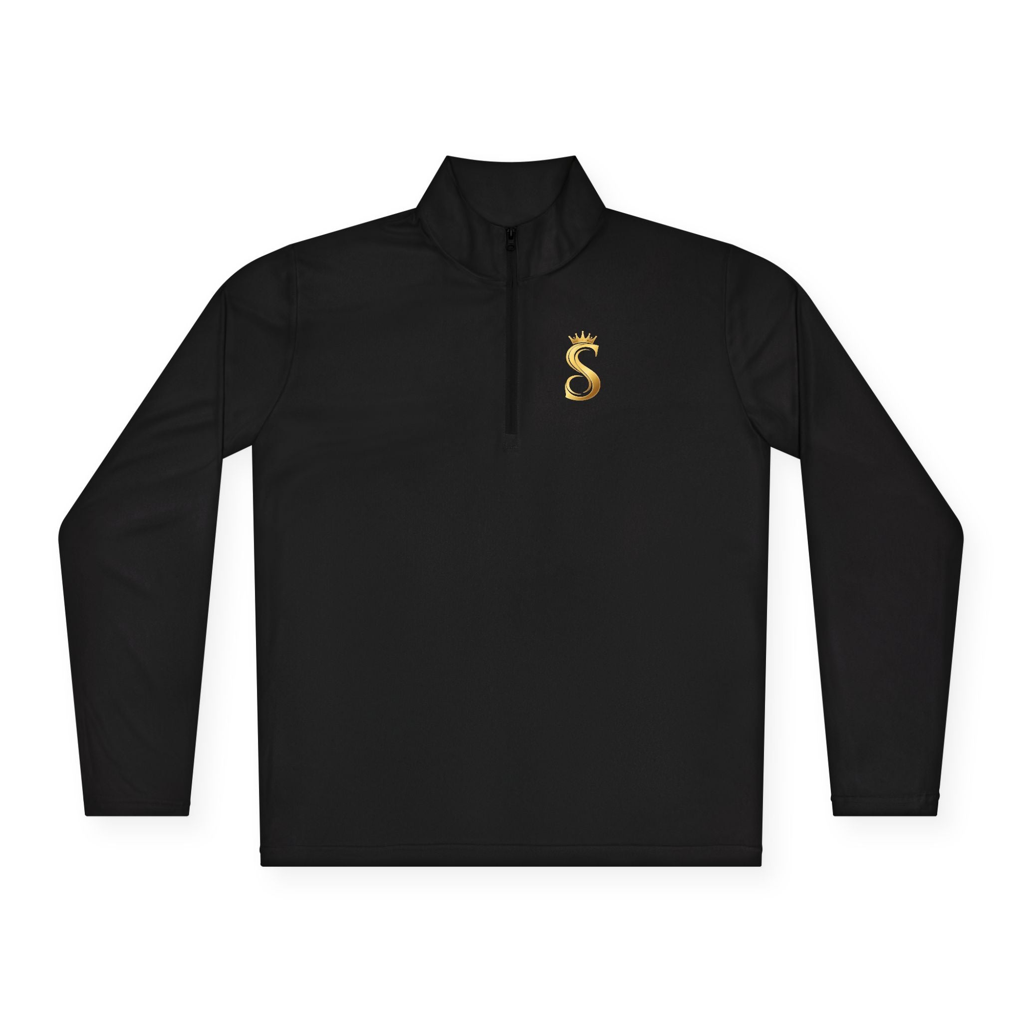 Sudadera con Cuello de Cremallera hasta el Pecho — Estampado Dorado de Corona 'Raised King'