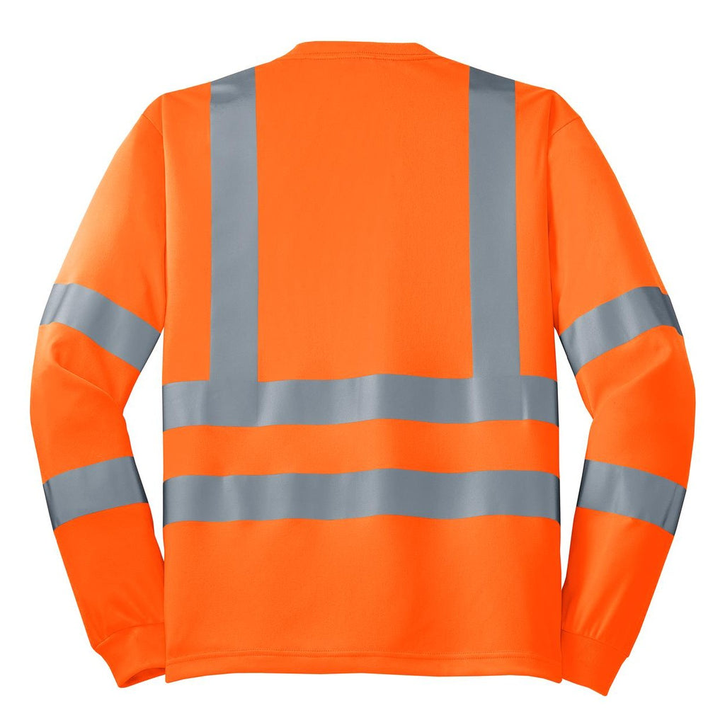 ANSI Class 3 High-Visibility Reflective Long Sleeve Shirt — Orange/Yellow Safety Tee
