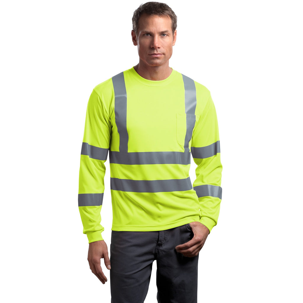 ANSI Class 3 High-Visibility Reflective Long Sleeve Shirt — Orange/Yellow Safety Tee
