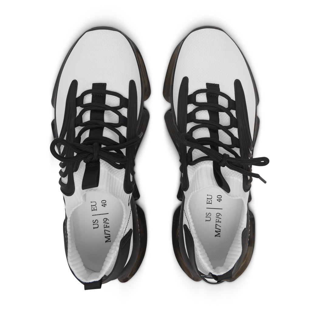 Women's White Mesh Sneakers with Color-Accent Sole