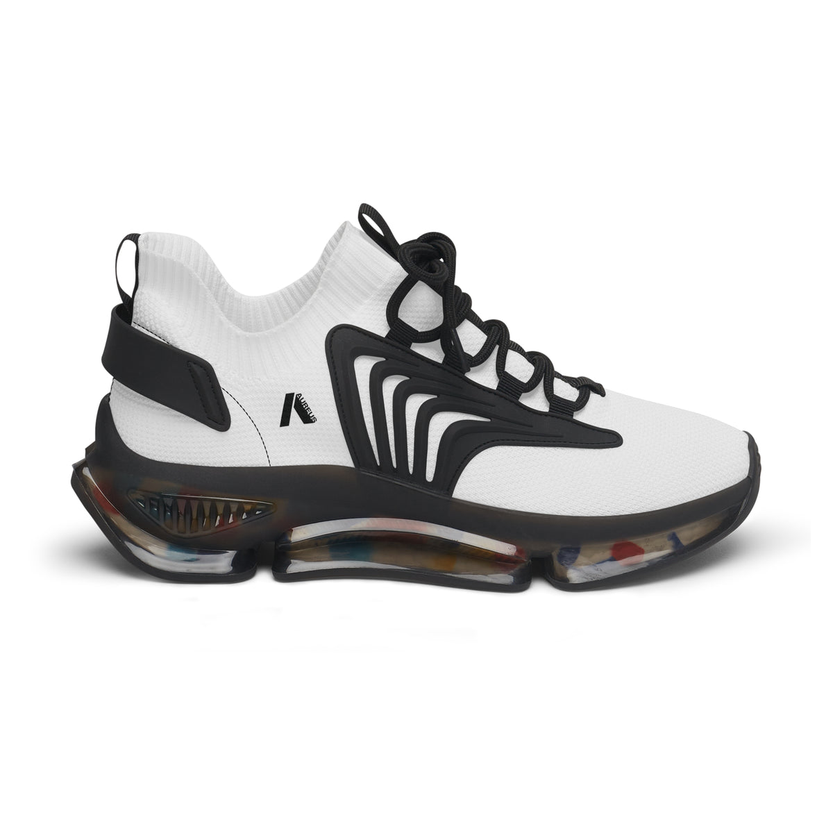 Women's White Mesh Sneakers with Color-Accent Sole