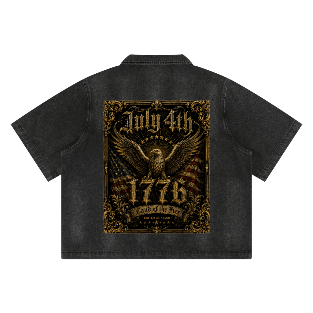 DOMINUS | July 4th, 1776 Unisex Vintage Washed Full-Zip Denim Shirt