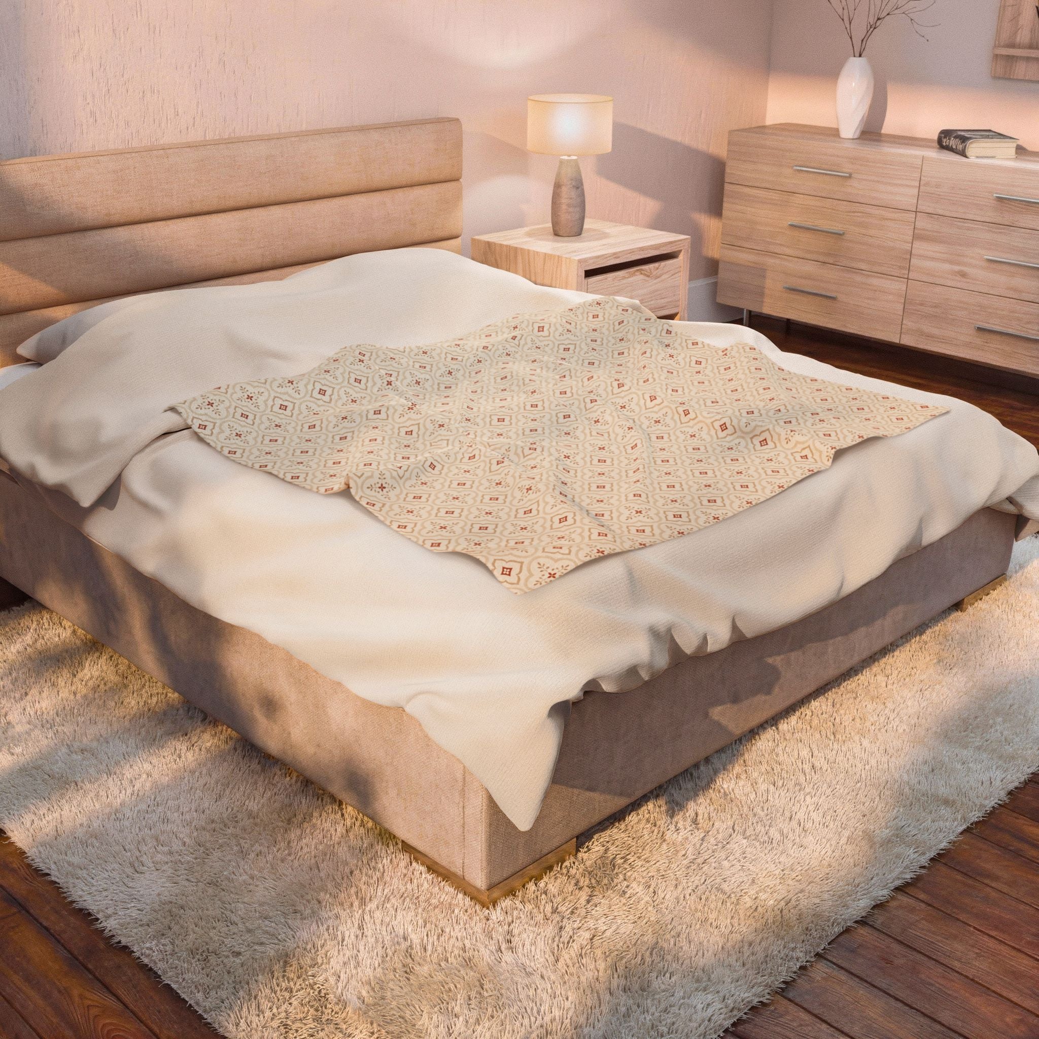 DIMORA | Velveteen Plush Blanket - Red Diamonds