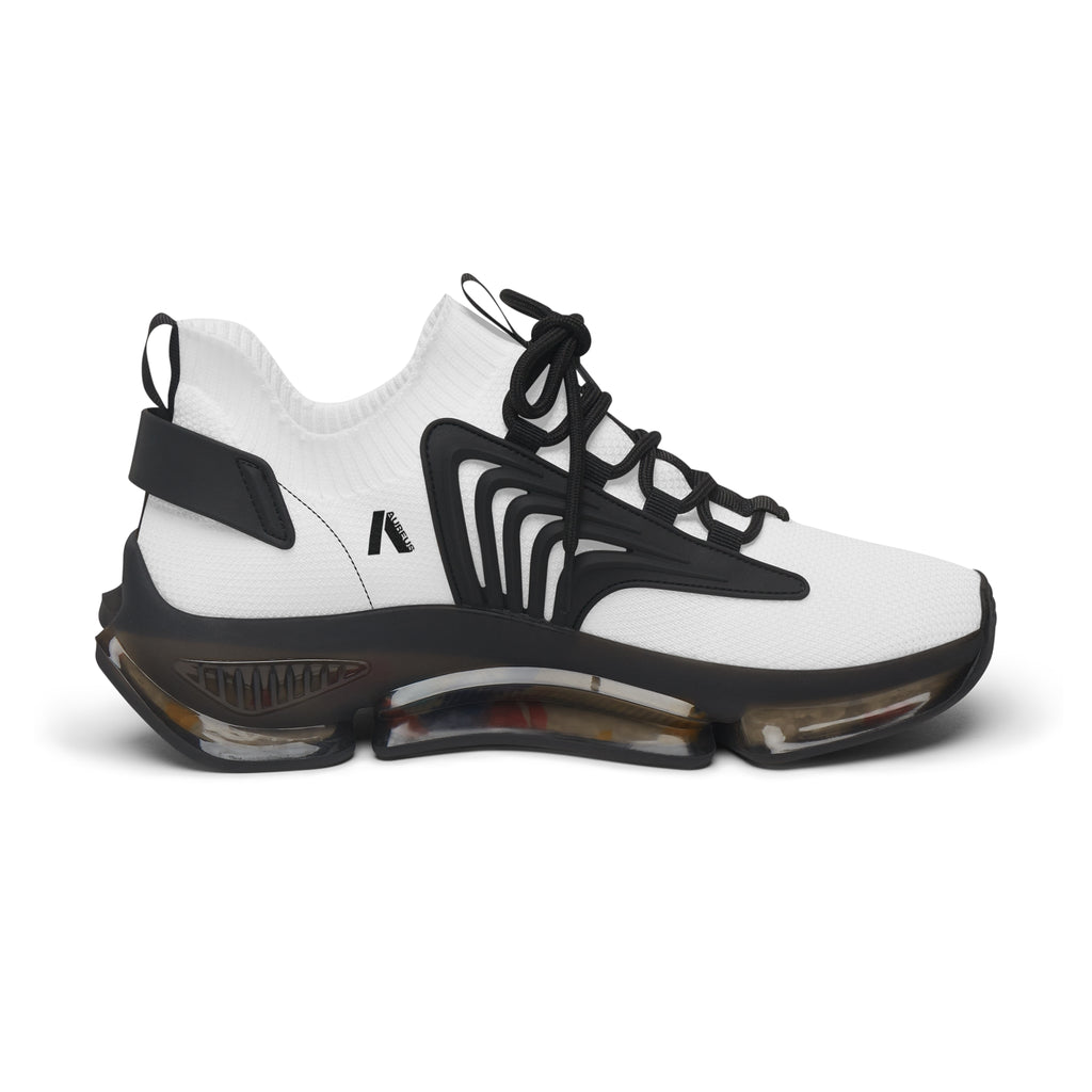 Women's White Mesh Sneakers with Color-Accent Sole
