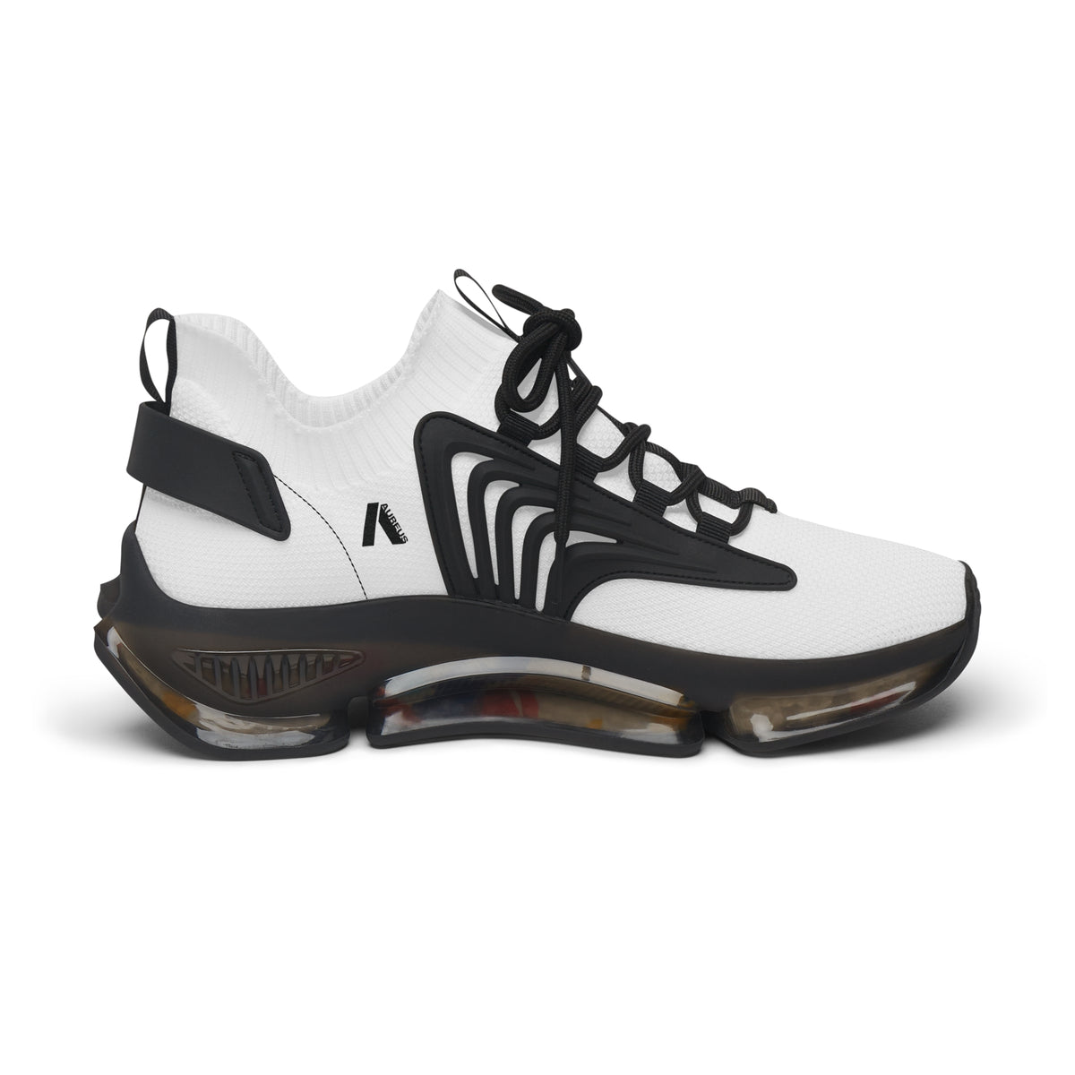 Women's White Mesh Sneakers with Color-Accent Sole