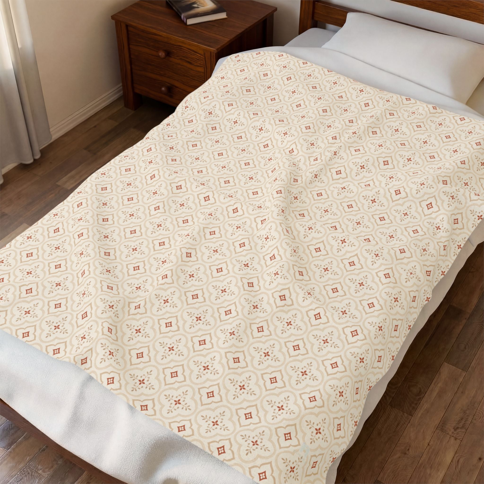 DIMORA | Velveteen Plush Blanket - Red Diamonds