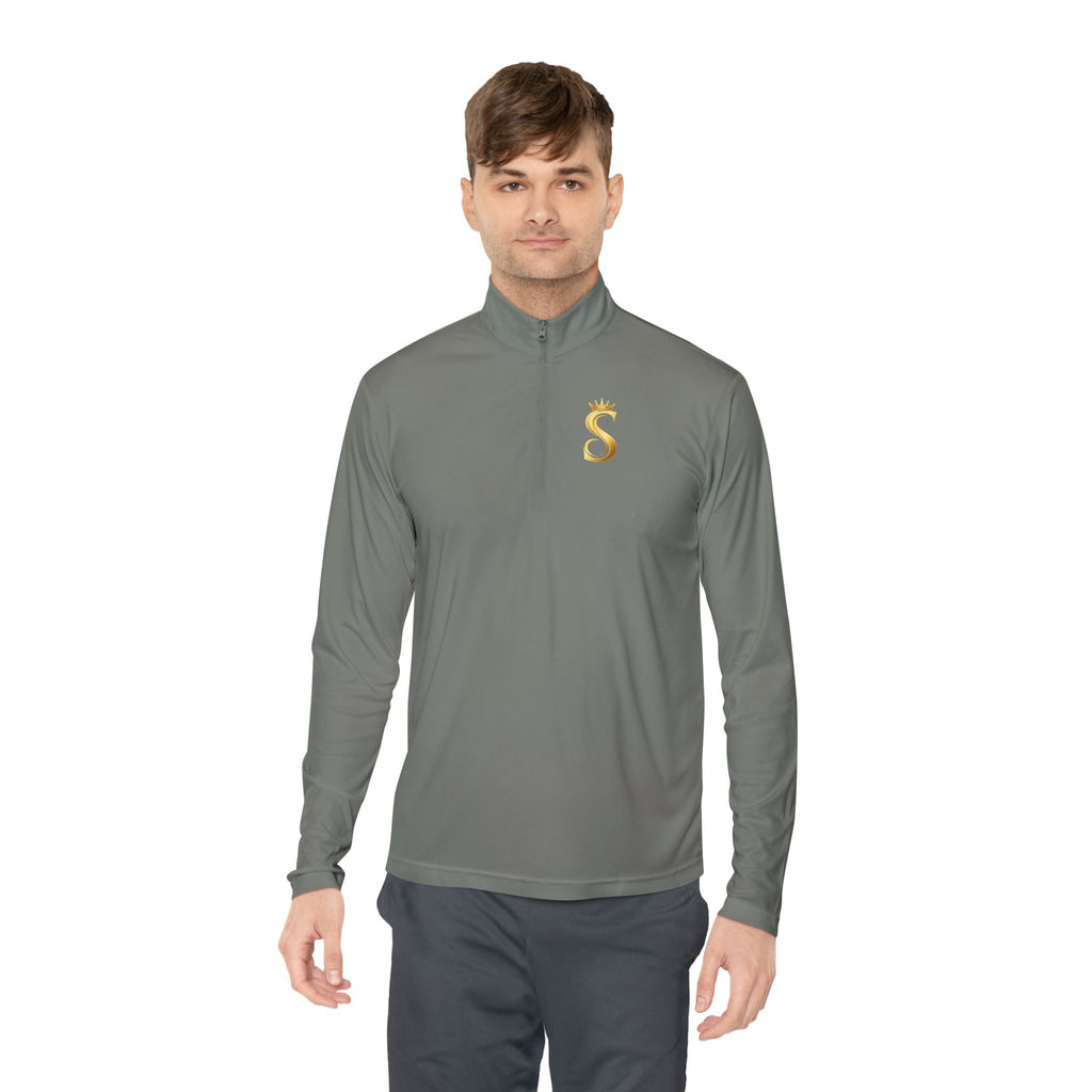 Quarter-Zip Pullover — Gold 'Raised King' Crown Graphic