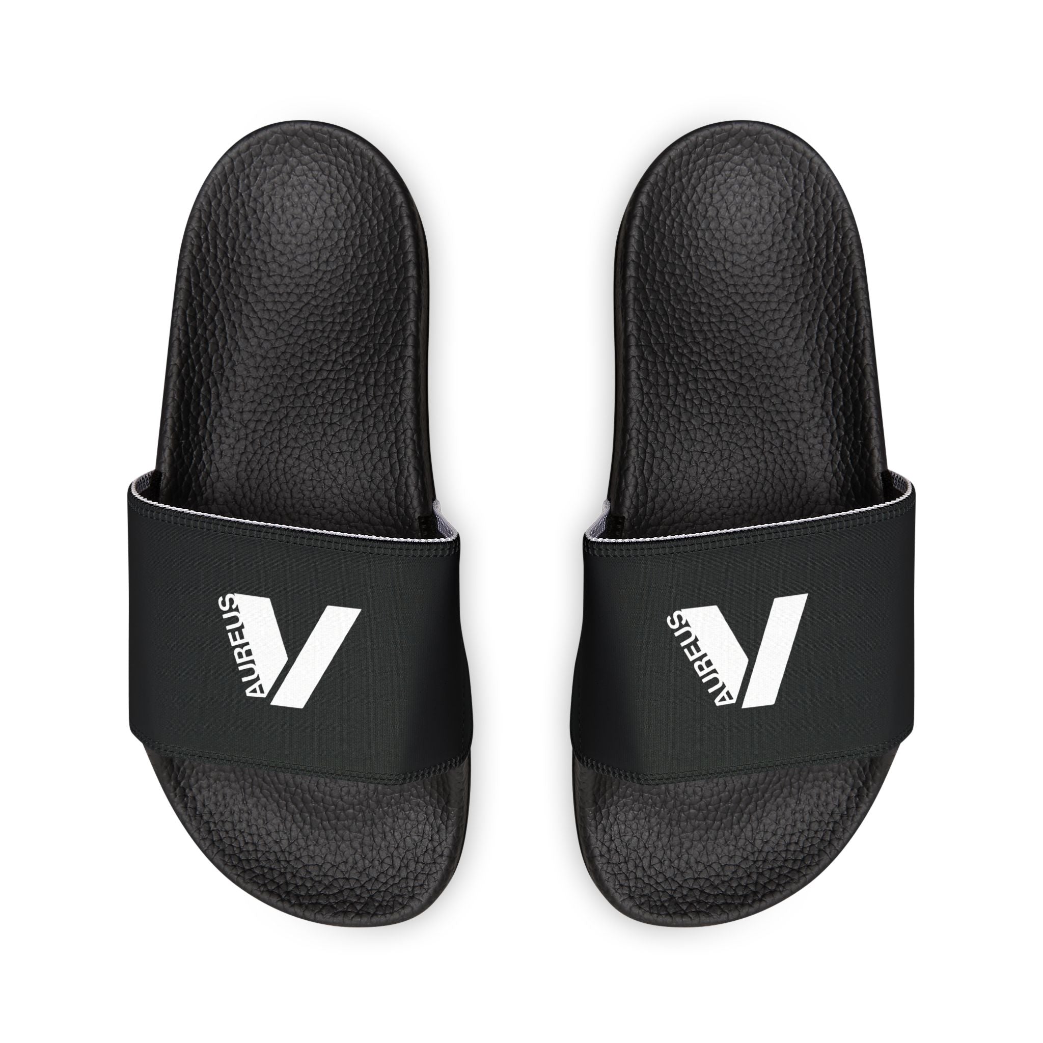 AUREUS | Men's Removable-Strap Slide Sandals, White/Black with Large Logo