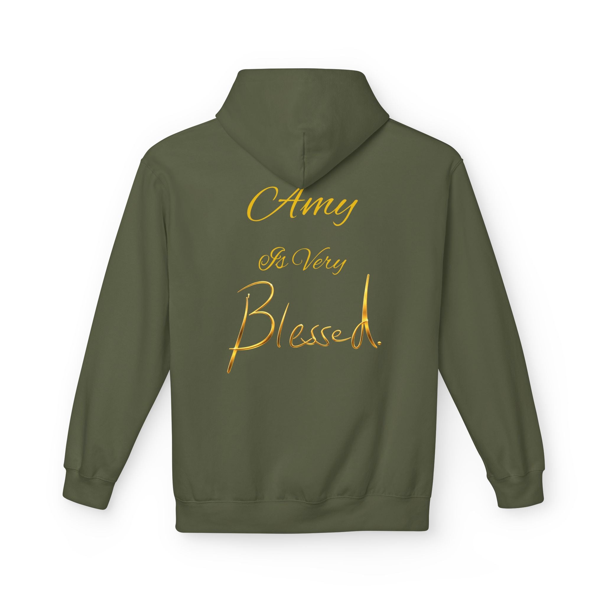 Blessed Hoodie — Minimal Gold Calligraphy Pullover (Personalized Name Option)