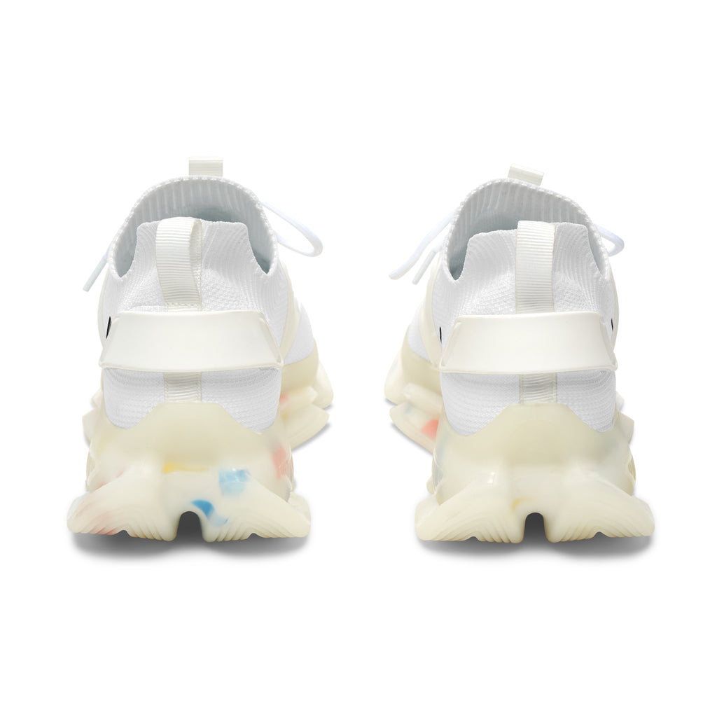 Women's White Mesh Sneakers with Color-Accent Sole