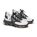 Women's White Mesh Sneakers with Color-Accent Sole