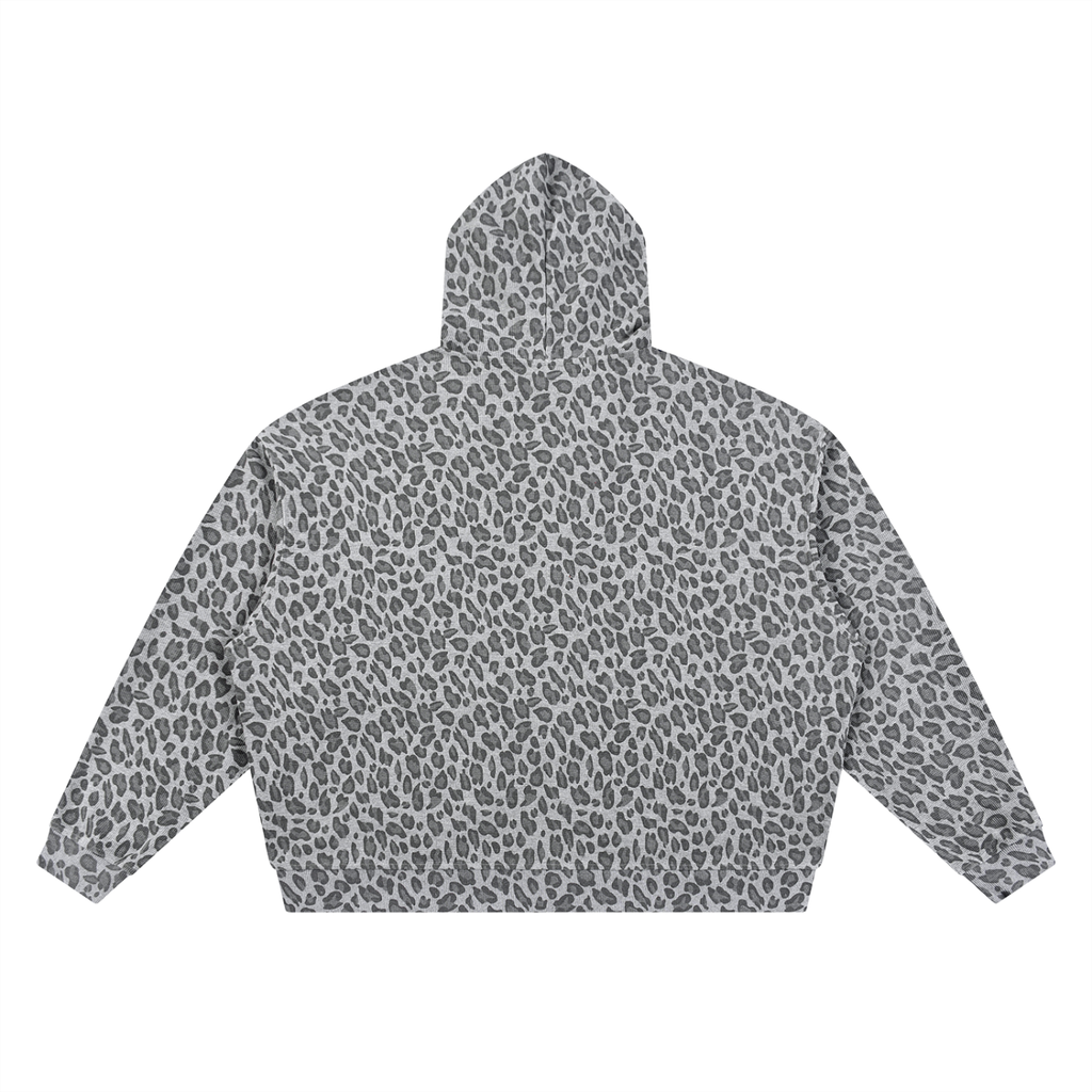 Leopard Print Waffle Full Zip Hoodie - V2