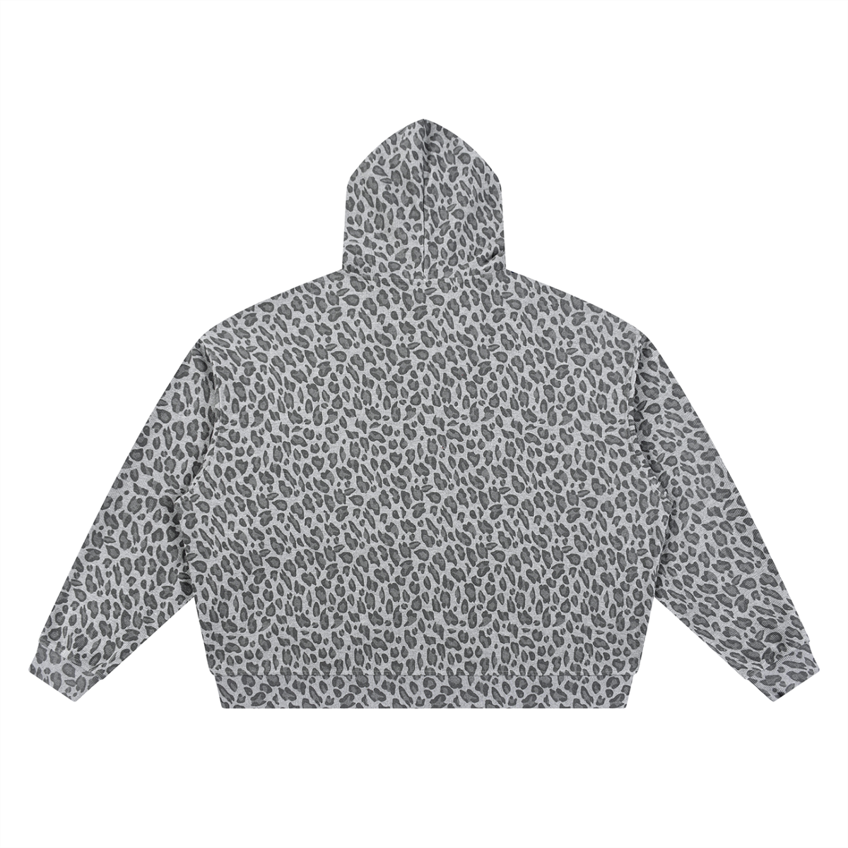Leopard Print Waffle Full Zip Hoodie - V2