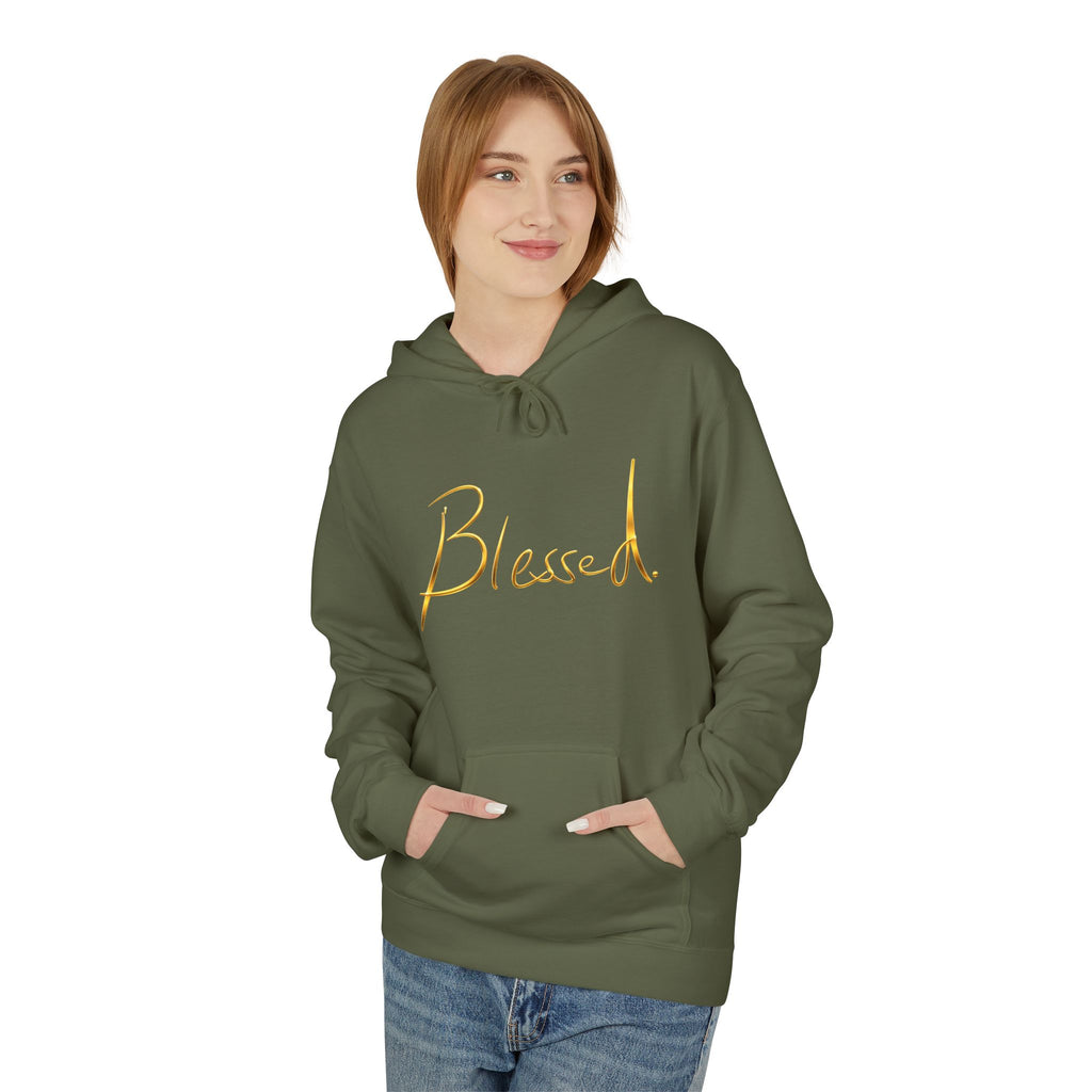 Blessed Hoodie — Minimal Gold Calligraphy Pullover