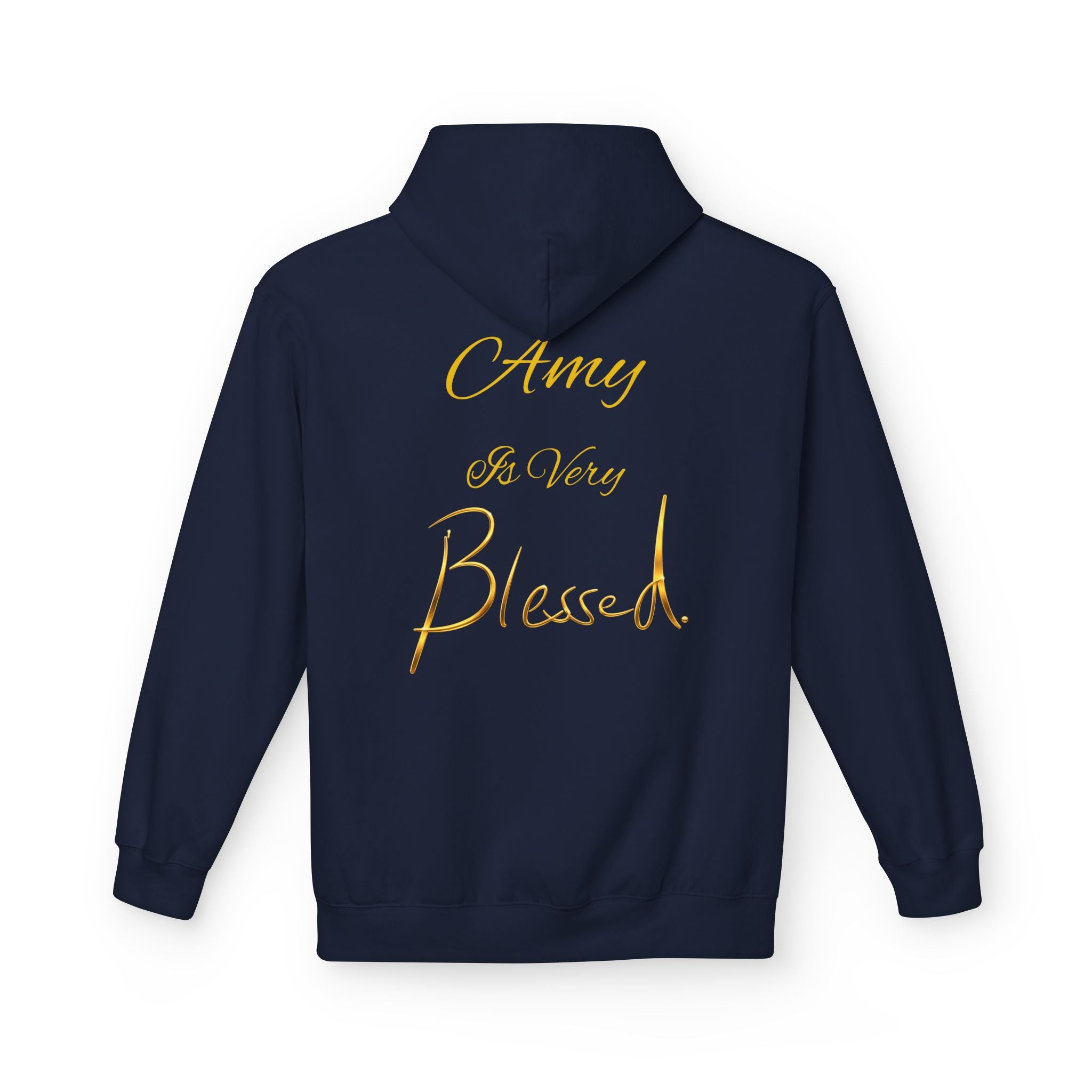 Blessed Hoodie — Minimal Gold Calligraphy Pullover (Personalized Name Option)