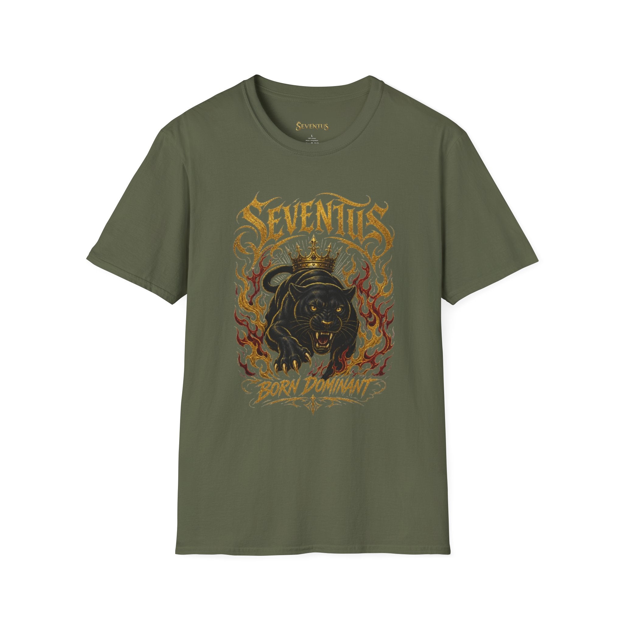 Camiseta Gráfica de Pantera en Llamas "Born Dominant" Seventus - Multicolor