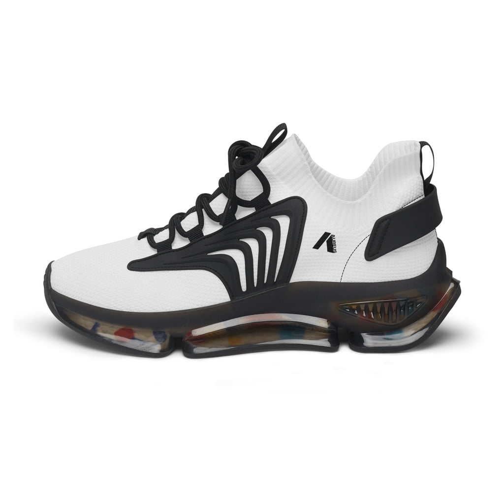 Women's White Mesh Sneakers with Color-Accent Sole