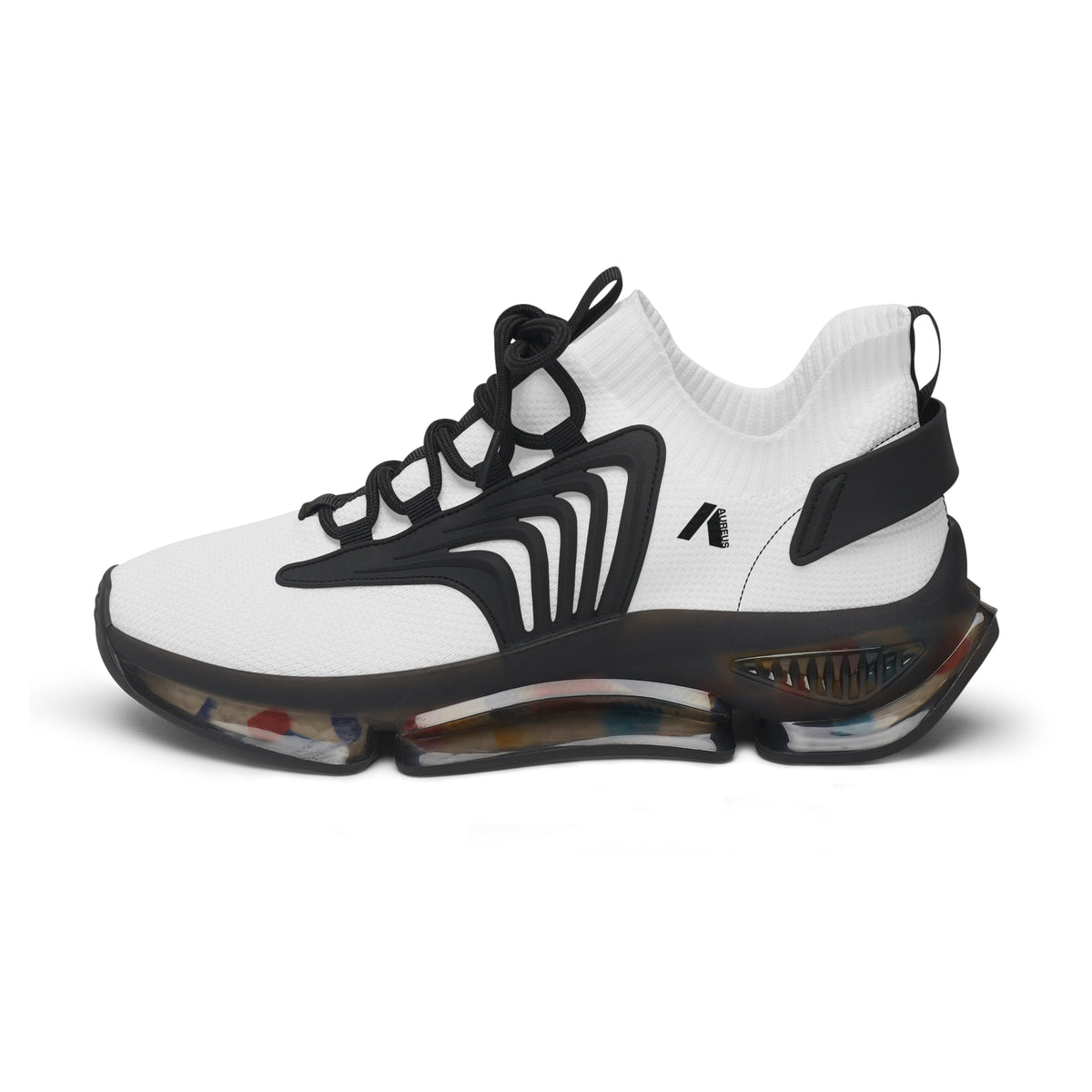 Women's White Mesh Sneakers with Color-Accent Sole