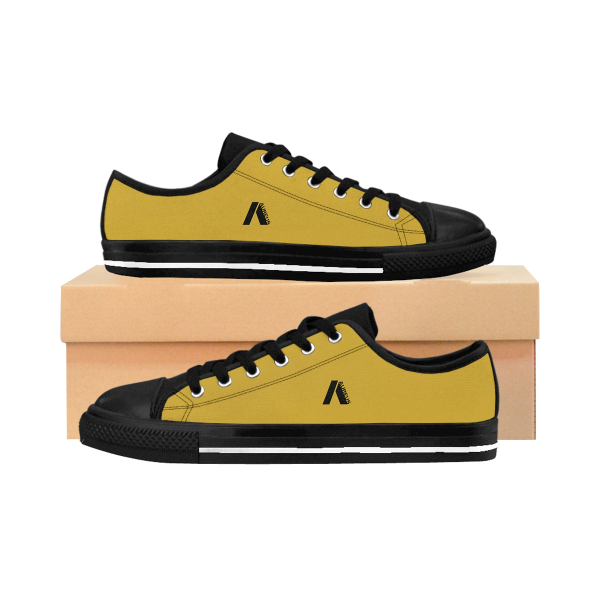 Men's Yellow Low-Top Sneakers — Classic Canvas Casual Shoes