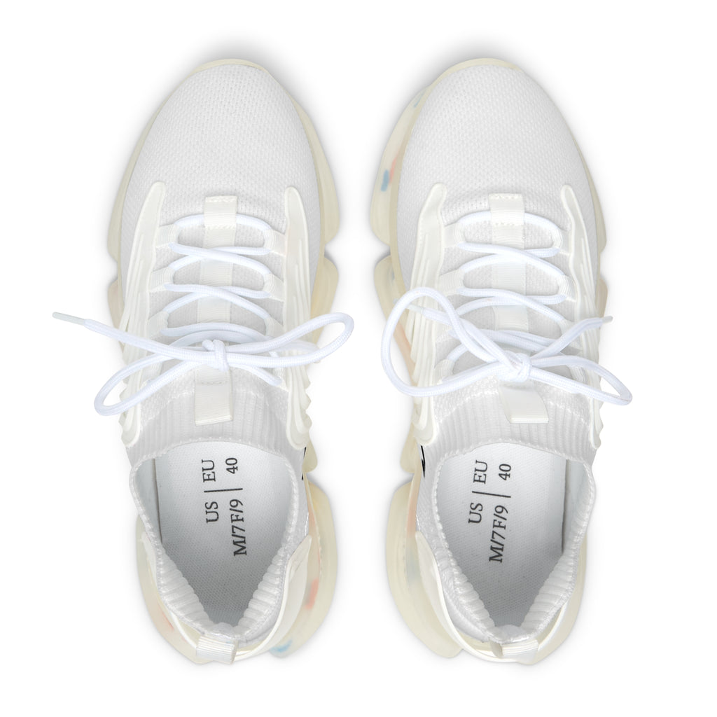 Women's White Mesh Sneakers with Color-Accent Sole