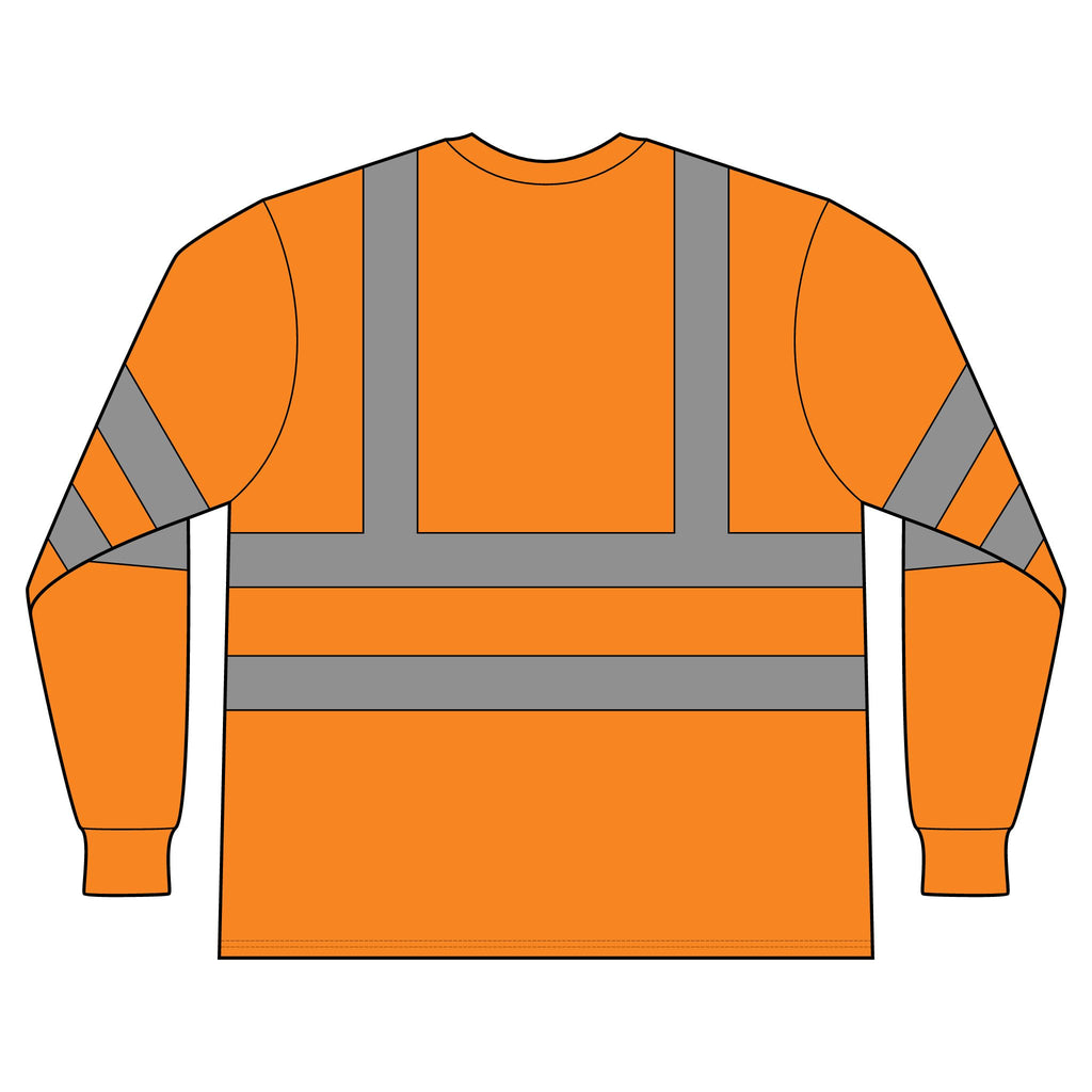 ANSI Class 3 High-Visibility Reflective Long Sleeve Shirt — Orange/Yellow Safety Tee